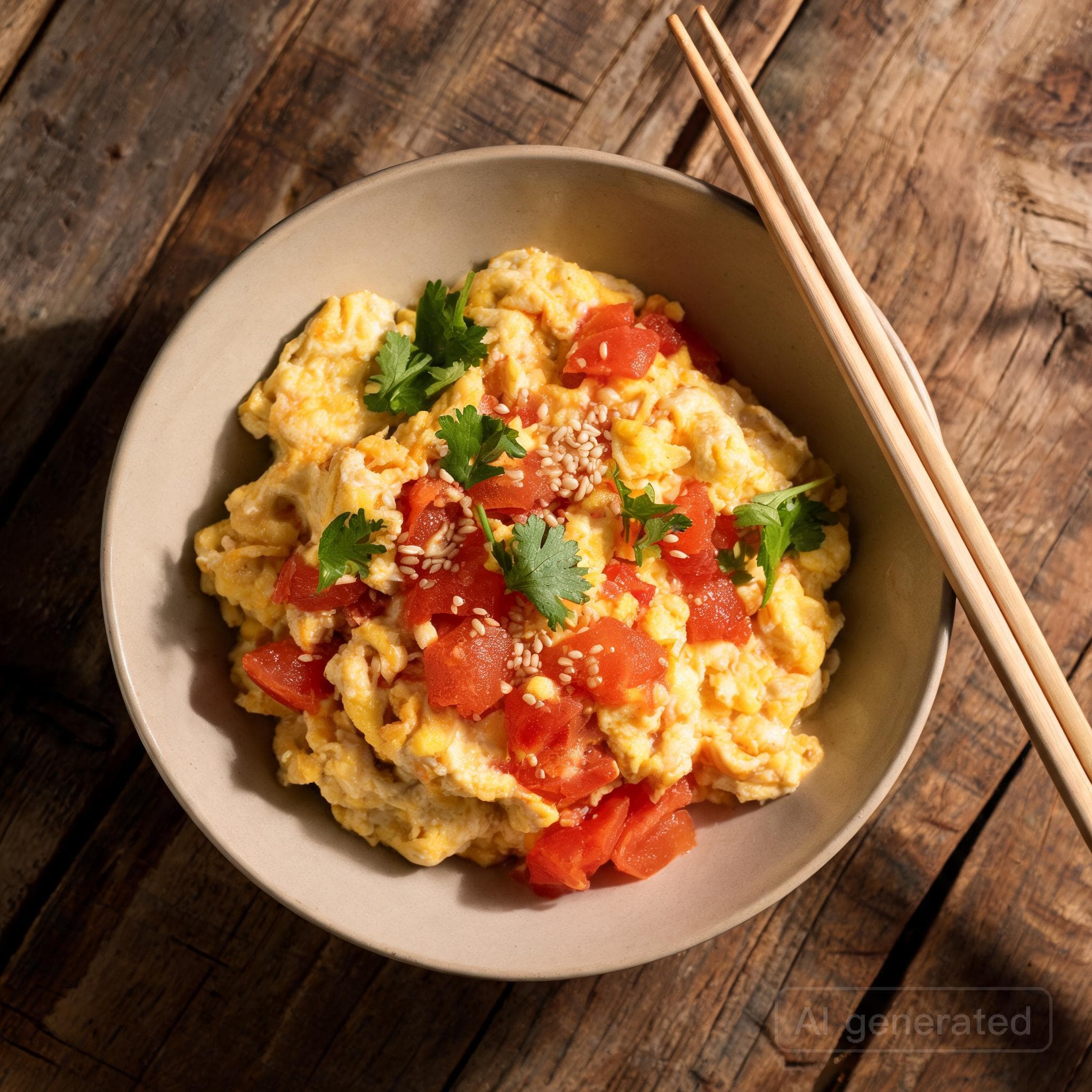 Asiatisches Rührei mit Tomaten