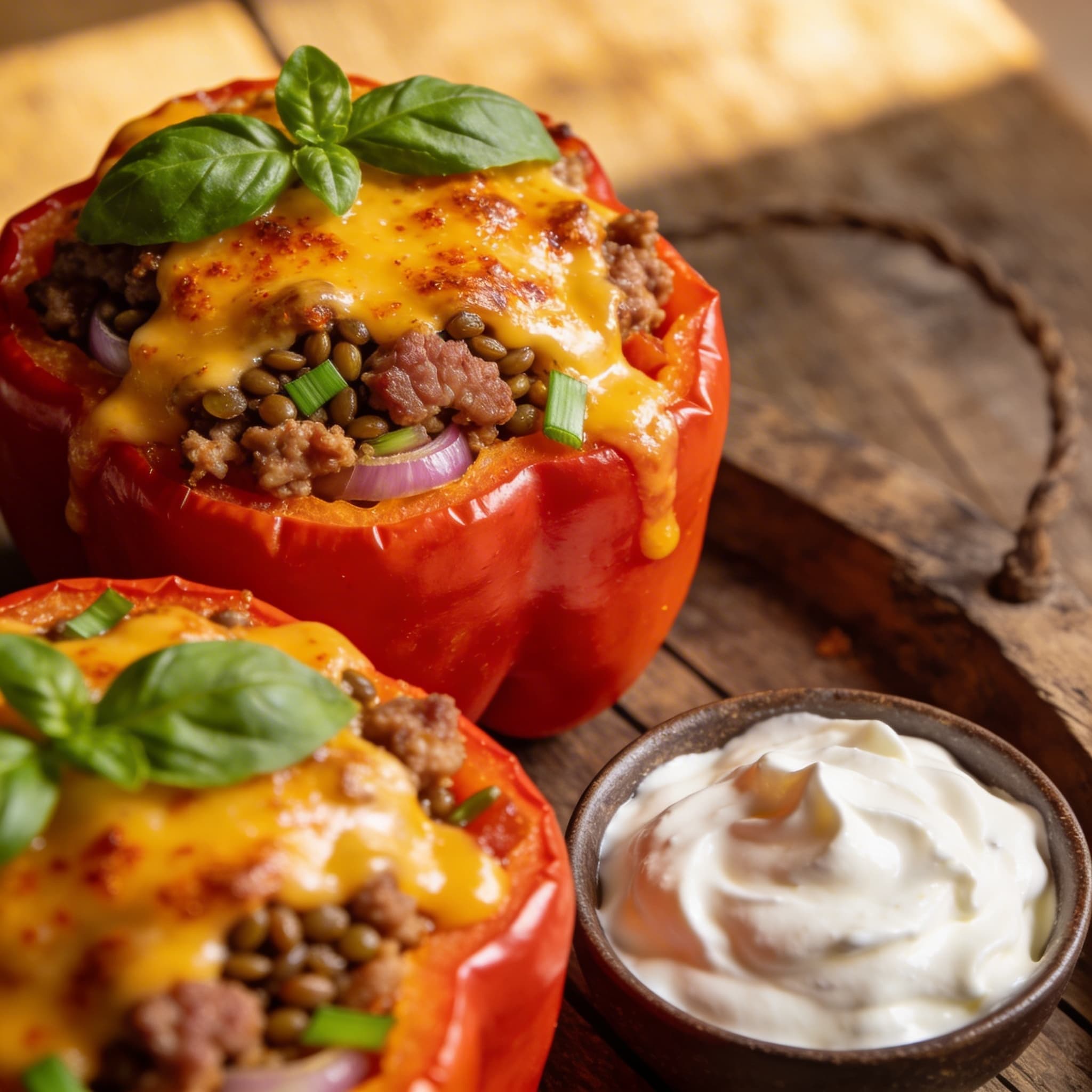 Gefüllte Paprika mit Geschnetzeltem