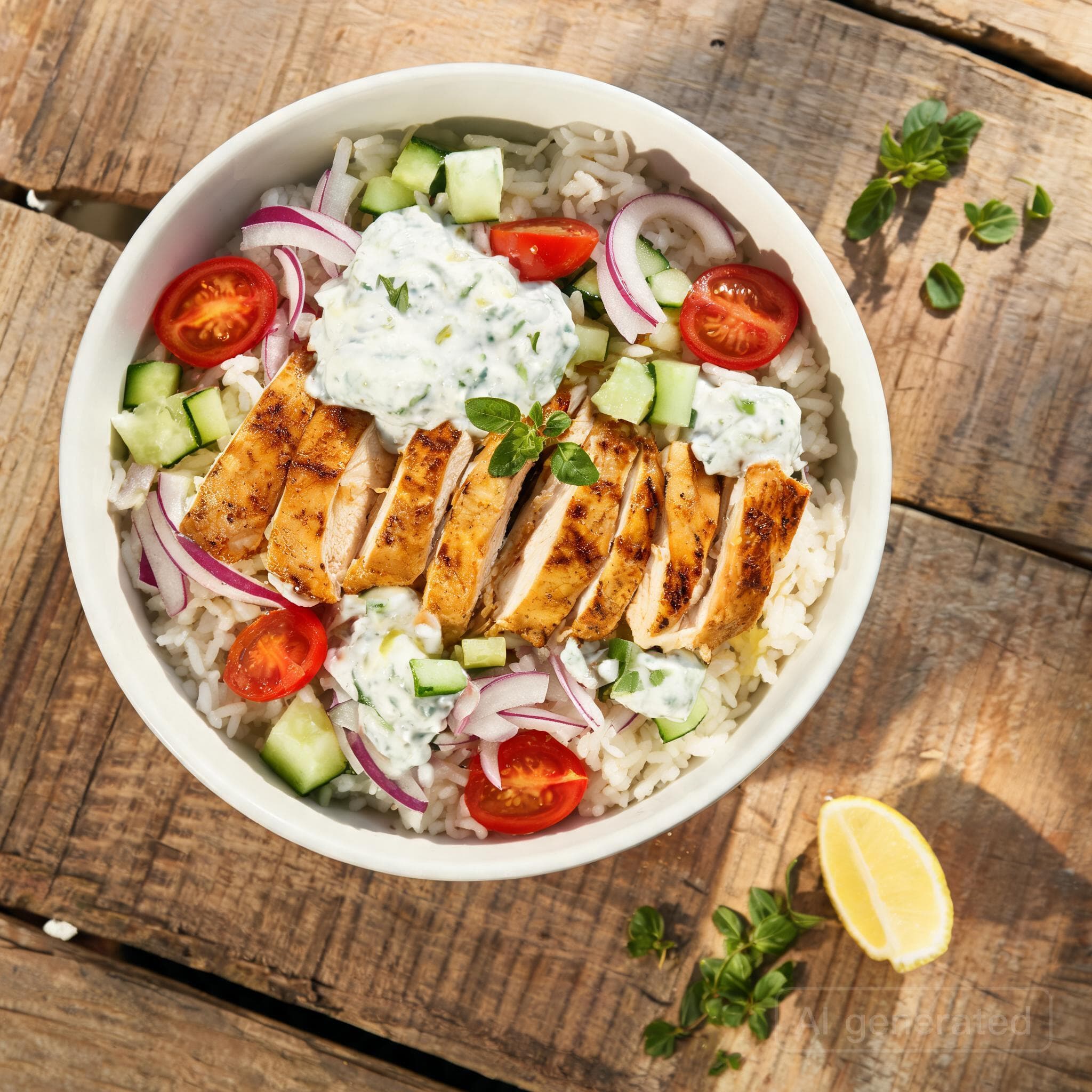 Griechische Hähnchen-Tzatziki Bowl