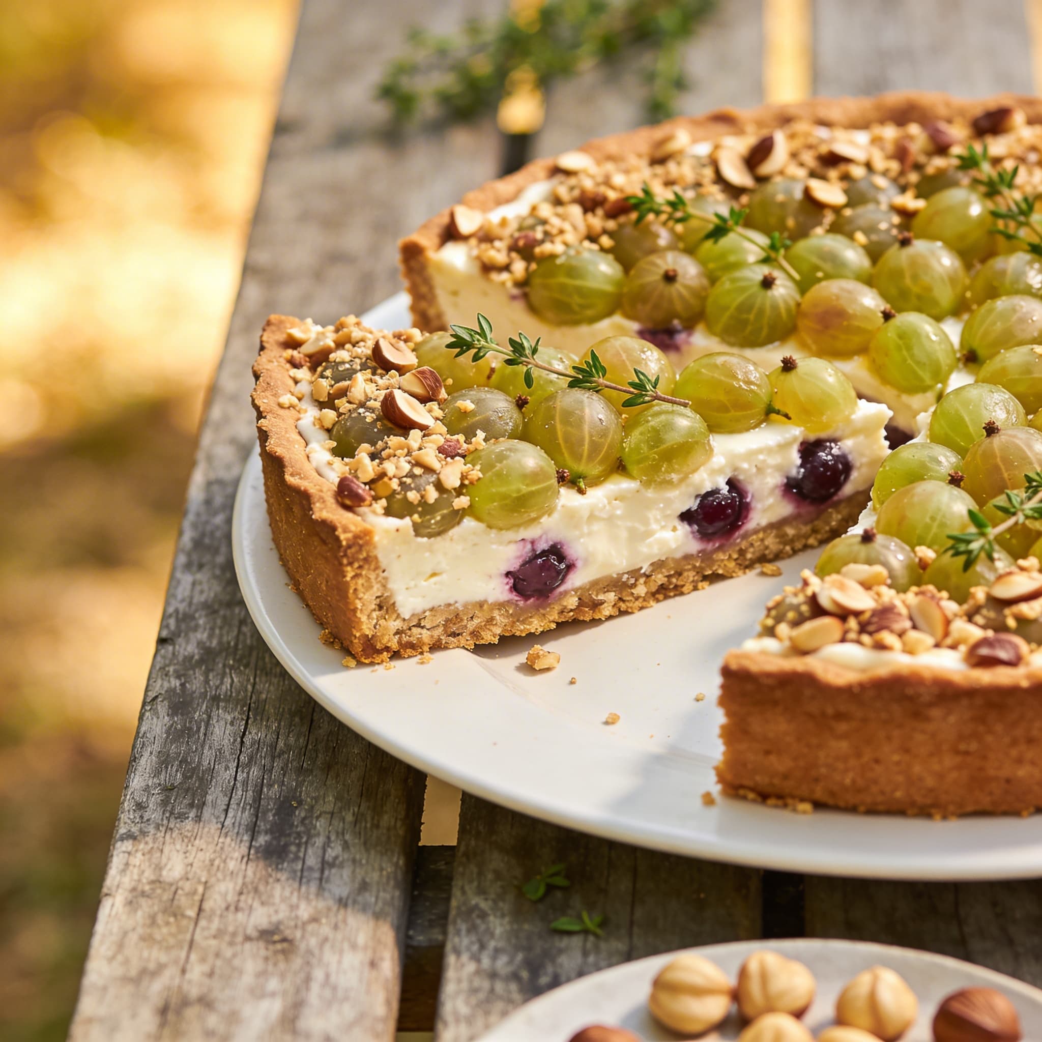 Stachelbeer-Schmand-Torte mit Krokant