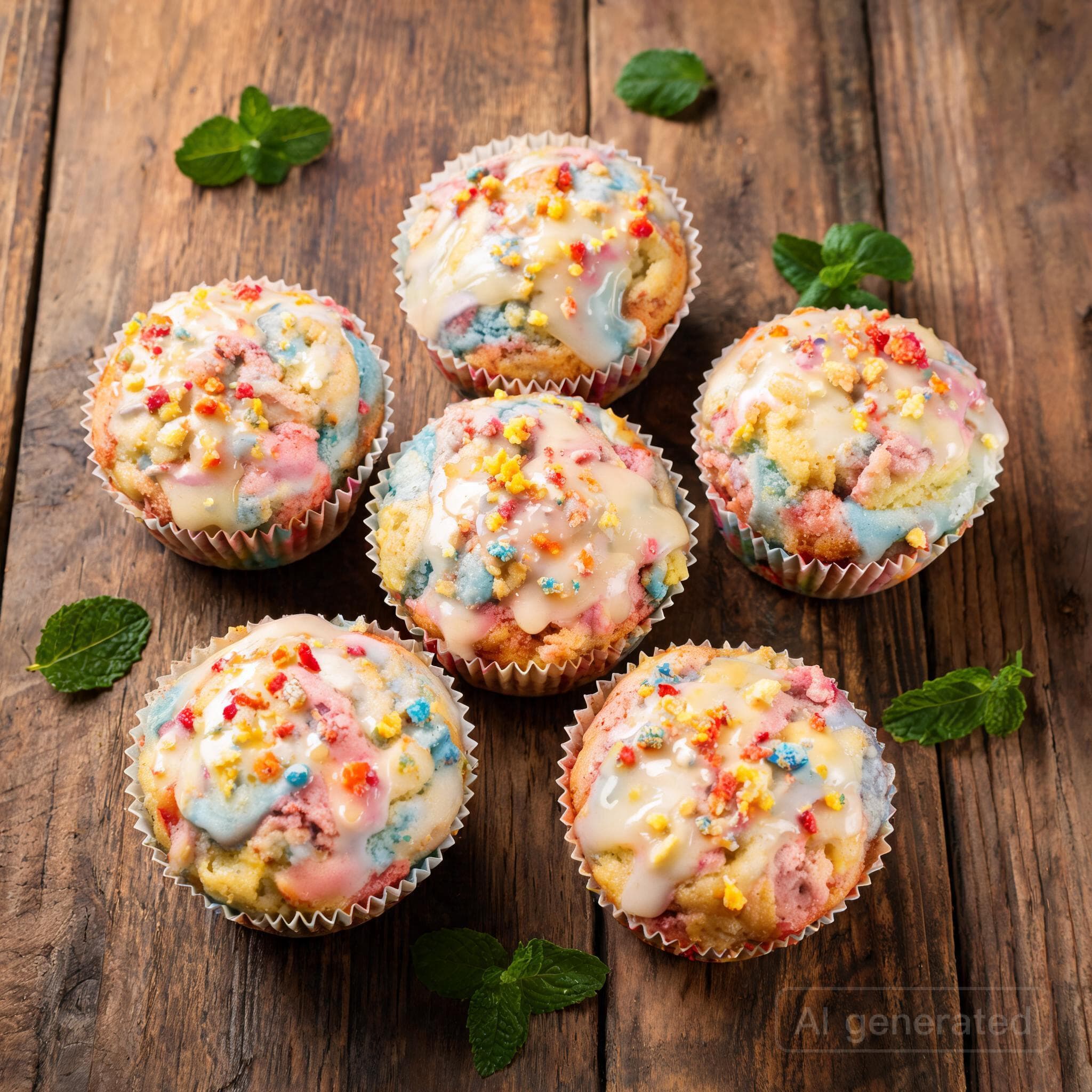 Bunte Muffins mit Zitronenglasur