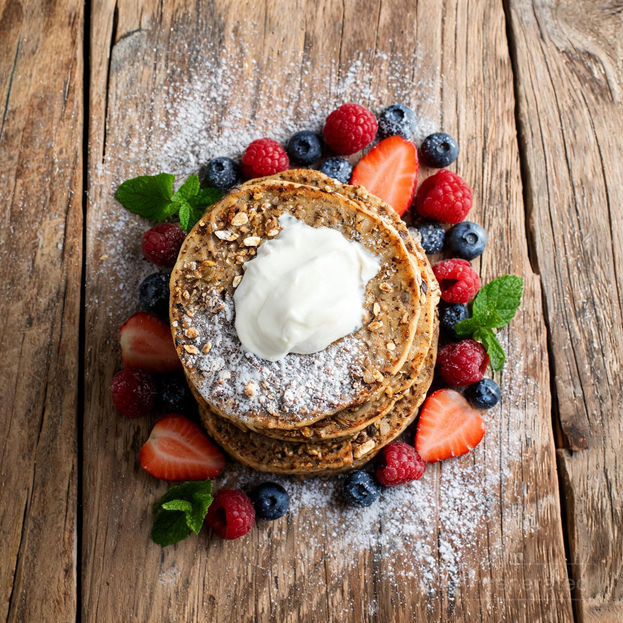 Vollkorn-Müsli-Pancakes mit Beeren