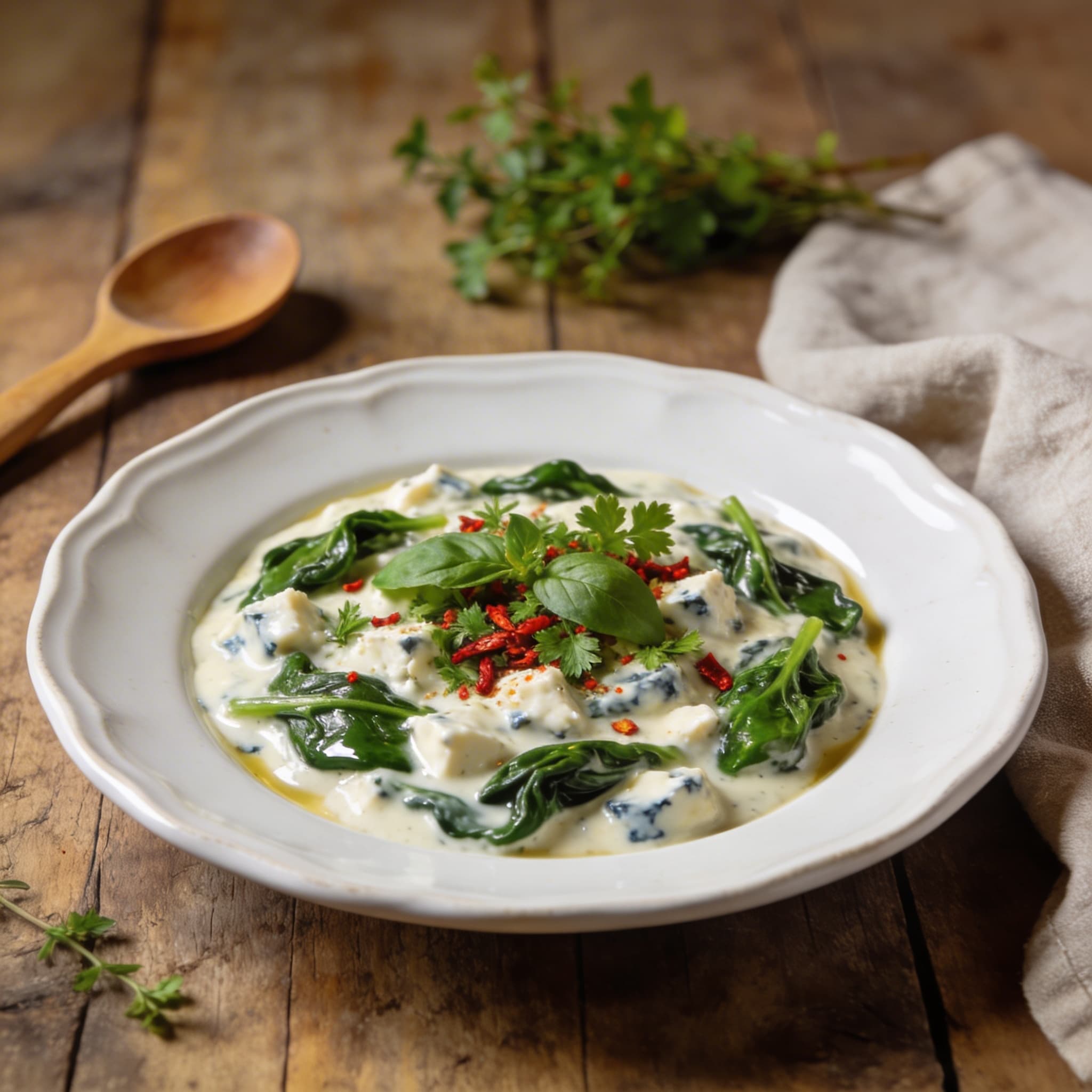 Gorgonzola-Spinat-Sauce mit Chili
