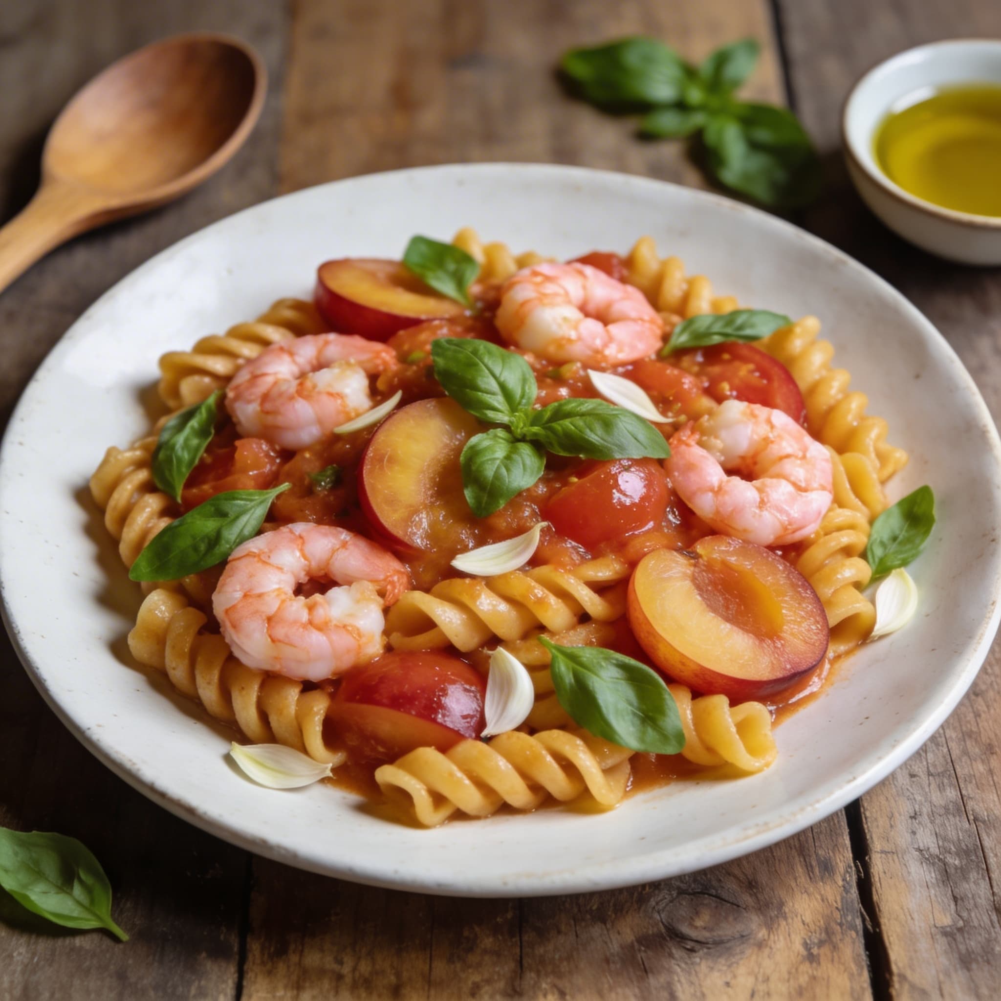 Makkaroni mit Garnelen und Tomaten