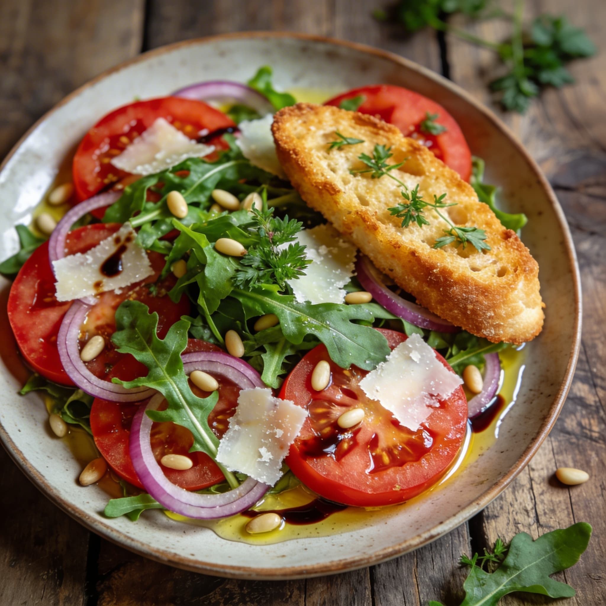 Frischer Tomatensalat mit Rucola