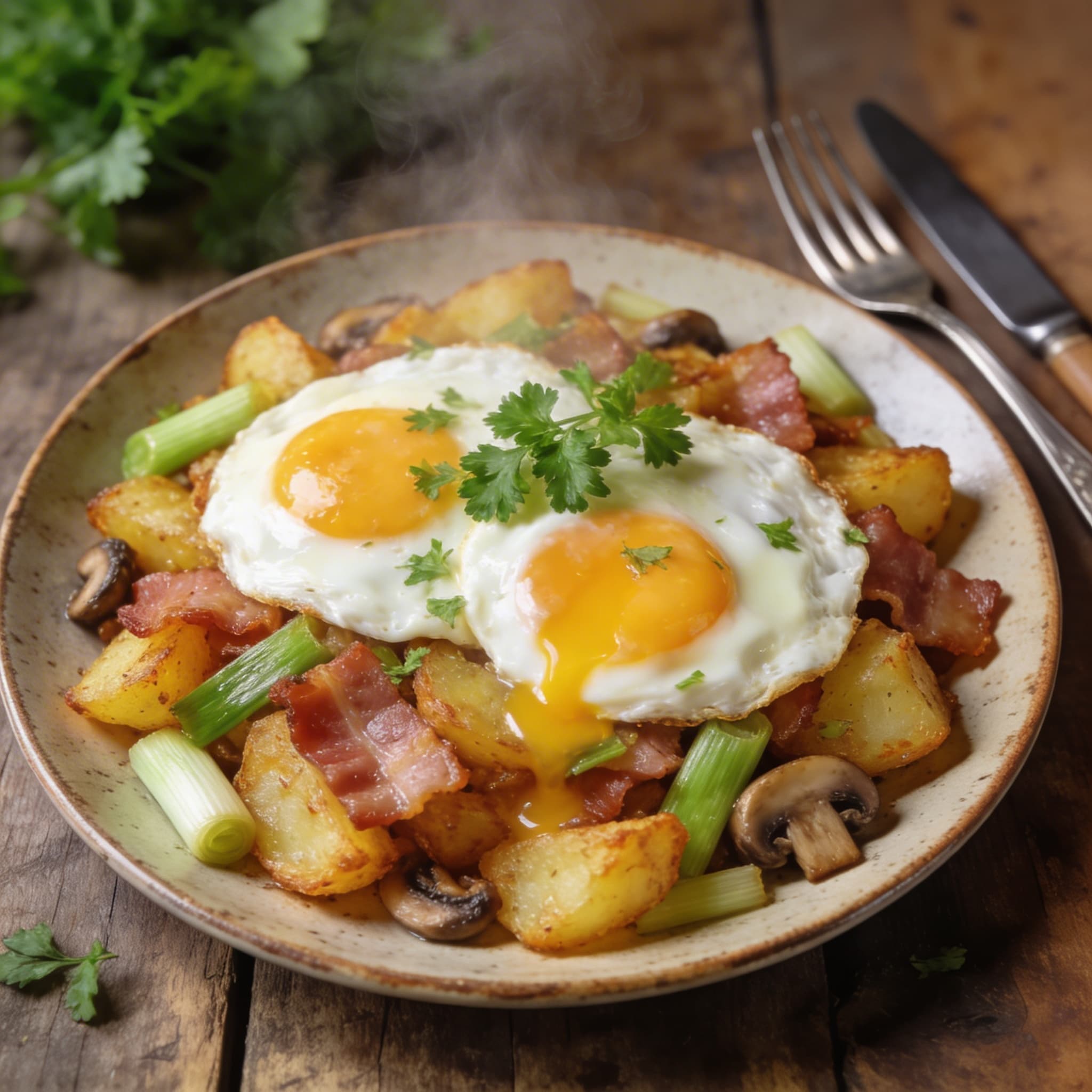 Deftige Kartoffelpfanne mit Ei