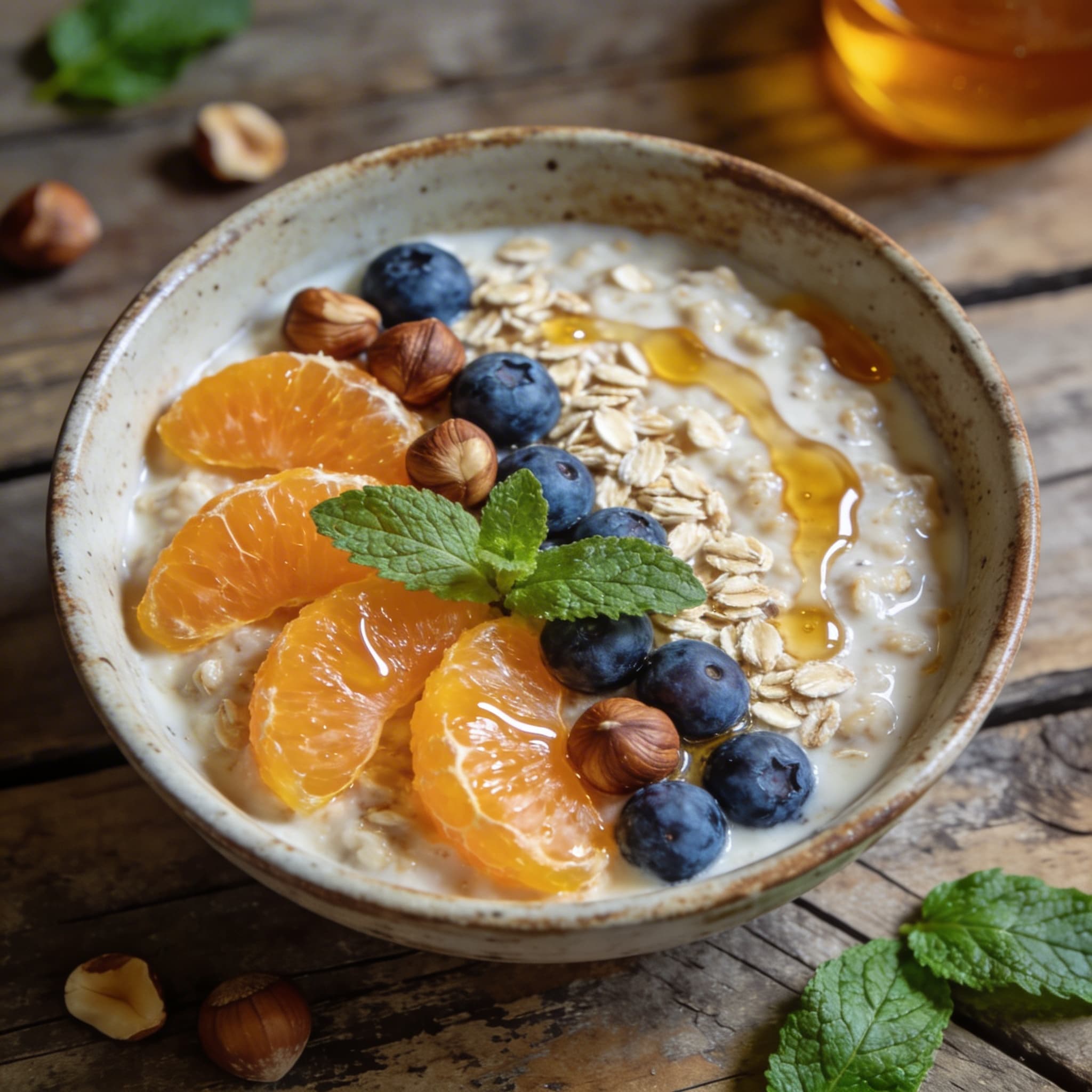 Sojadrink-Porridge mit Clementinen