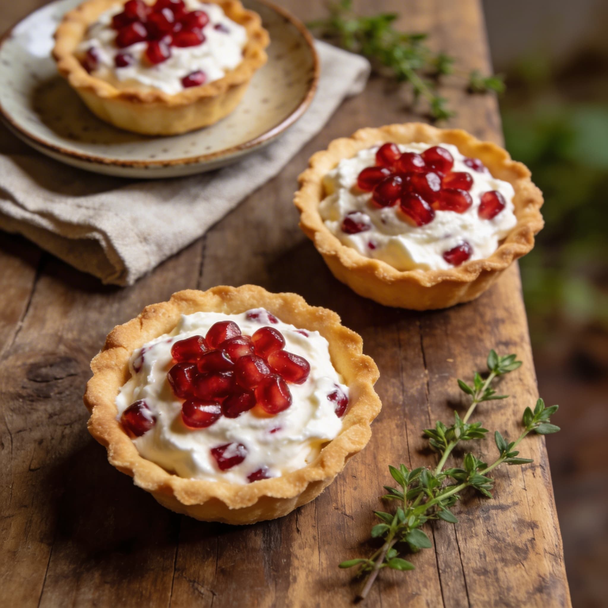 Tartelettes mit Granatapfelcreme