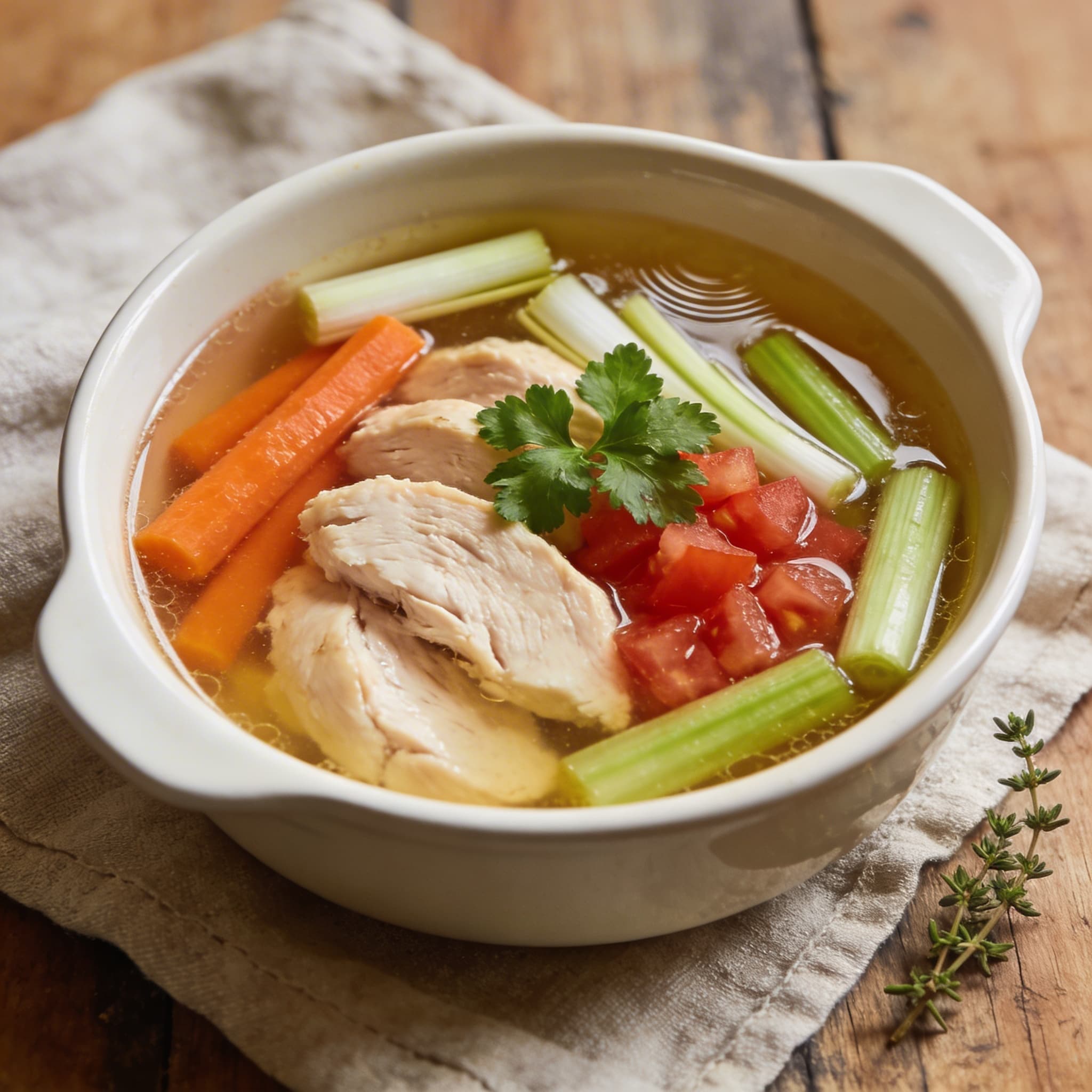 Klare Hähnchen Suppeneinlage