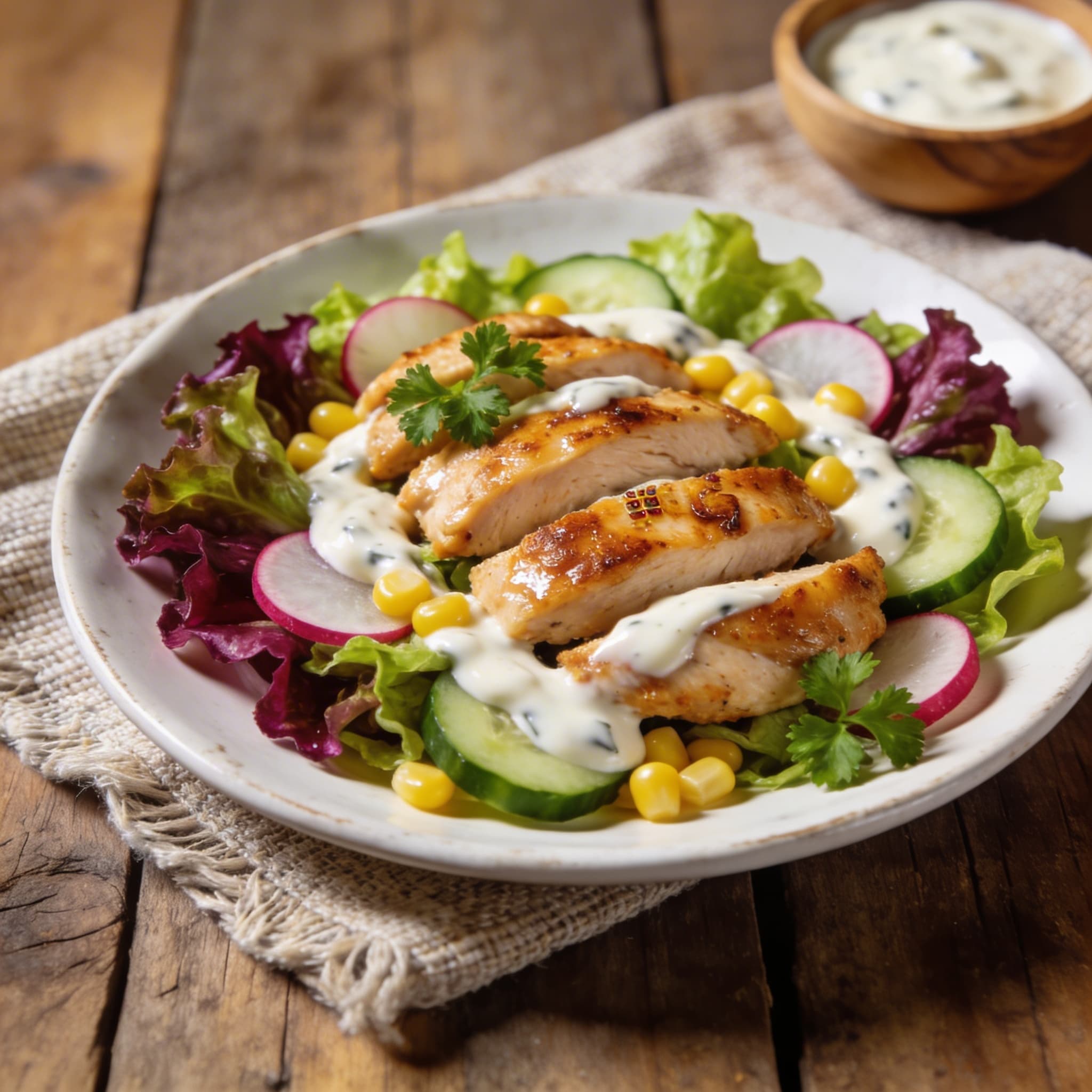 Bunter Geflügelsalat mit Joghurt-Dressing