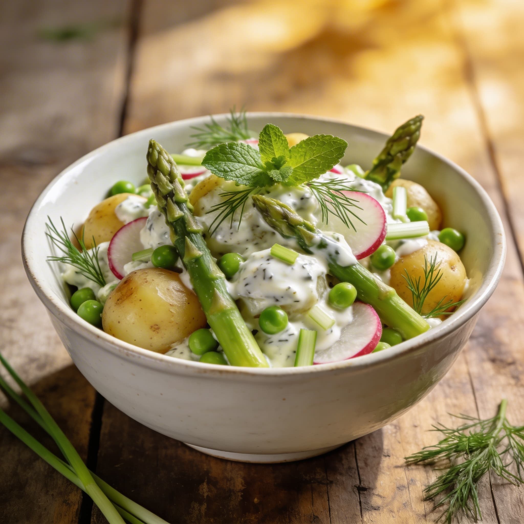 Frühlings-Kartoffelsalat mit grünem Spargel