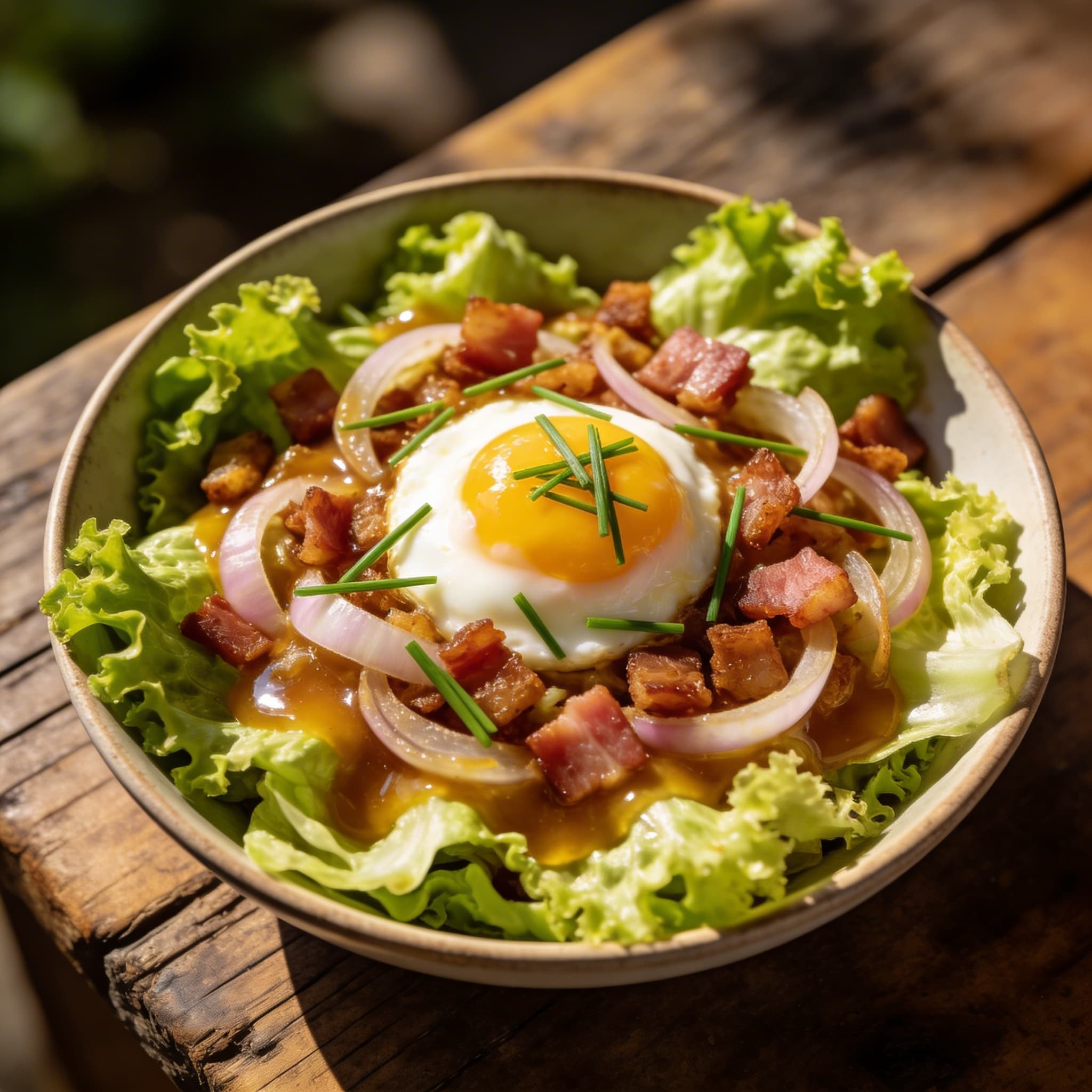 Französischer Salade Lyonnaise