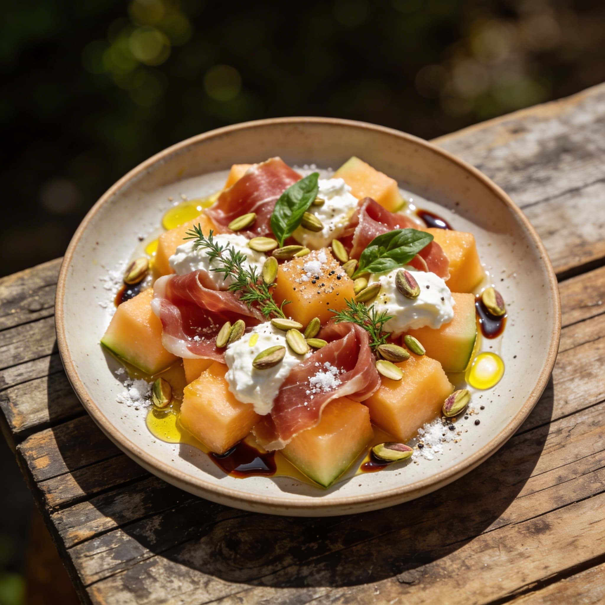 Herzhafter Melonensalat mit Prosciutto