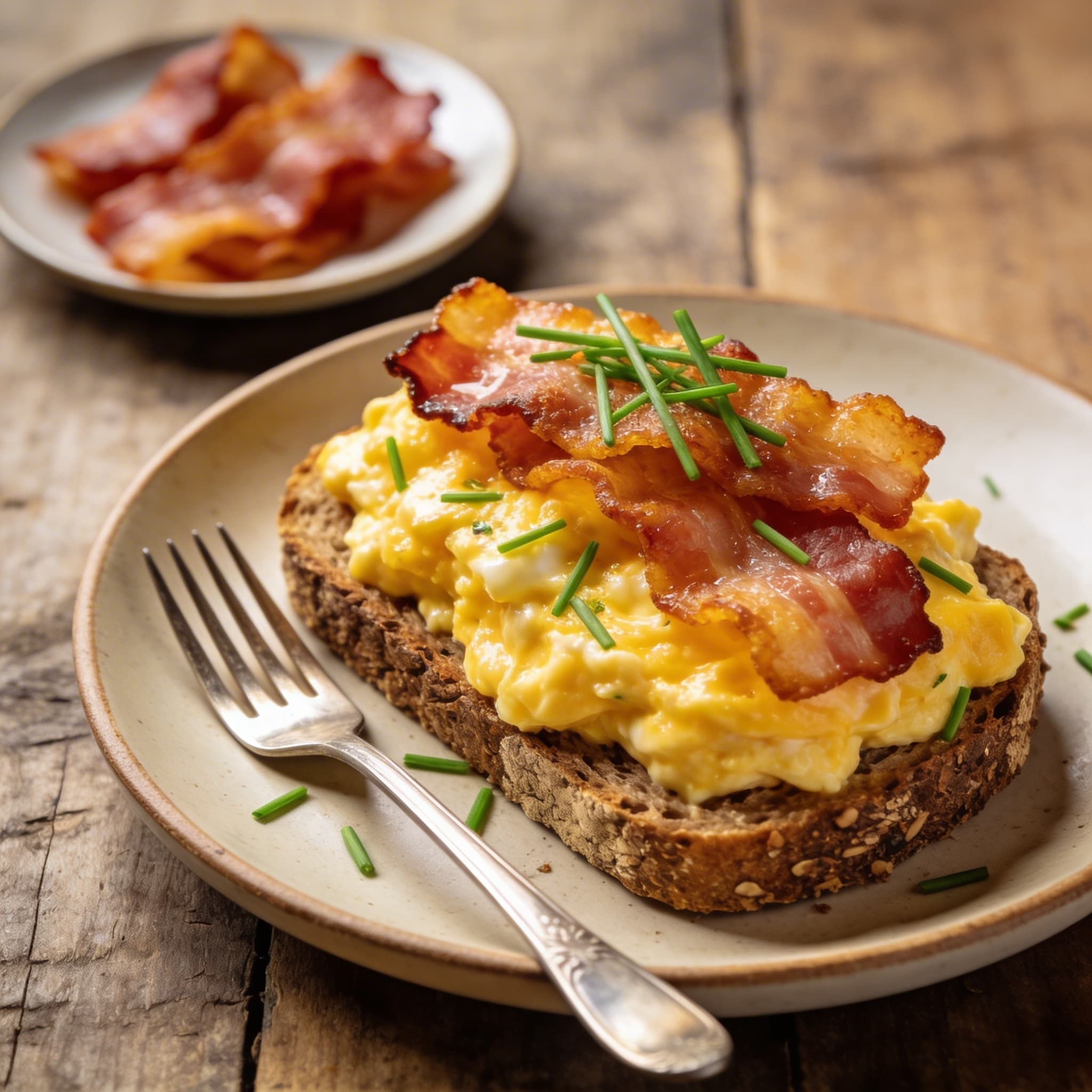 Cremiges Rührei mit Bacon