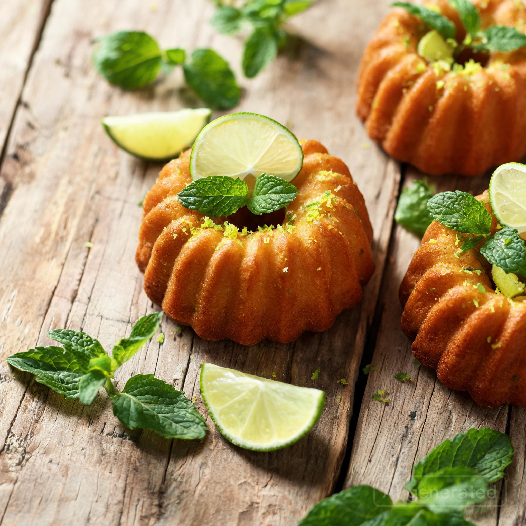 Limetten-Gugelhupf mit frischer Minze