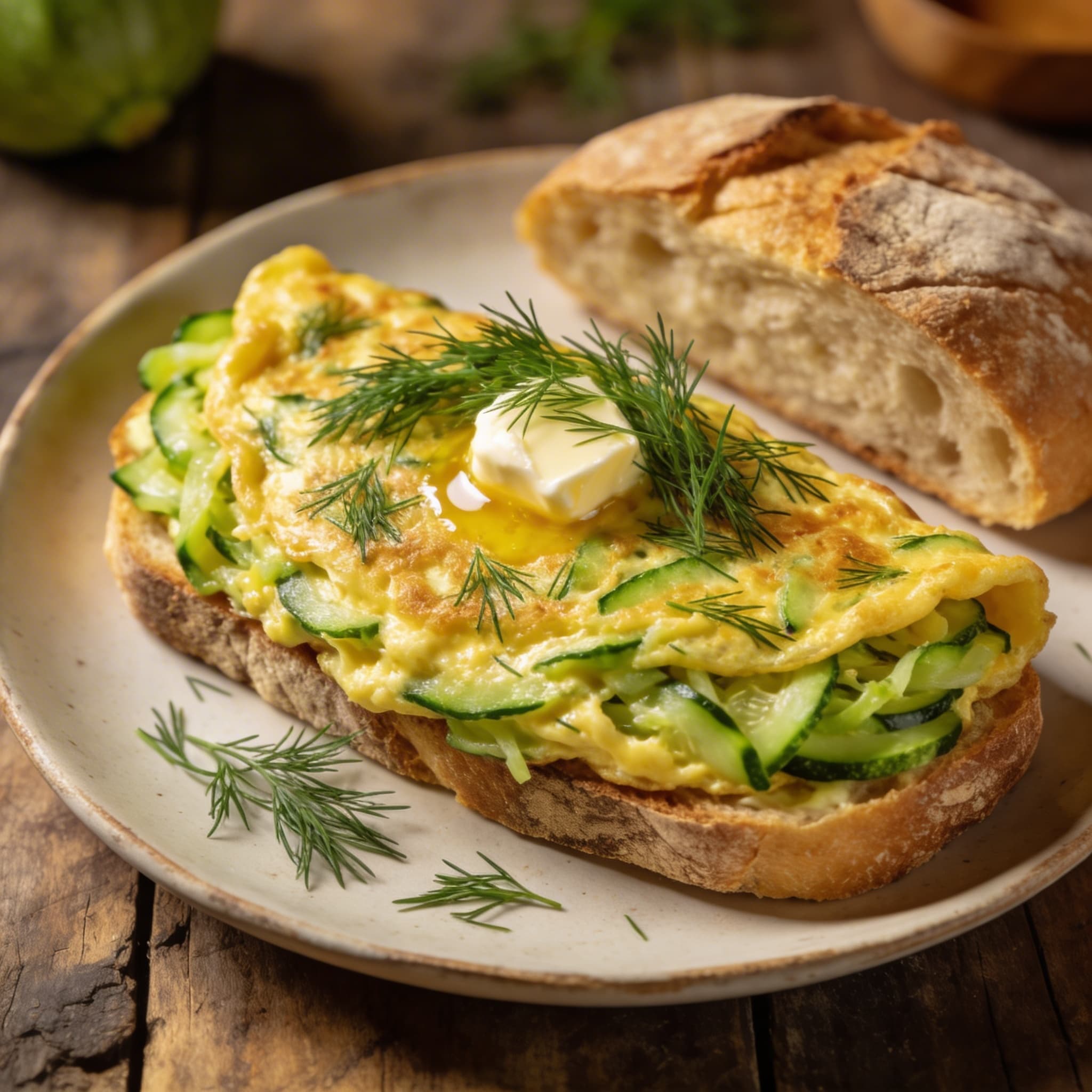 Zucchini-Omelett mit frischem Dill