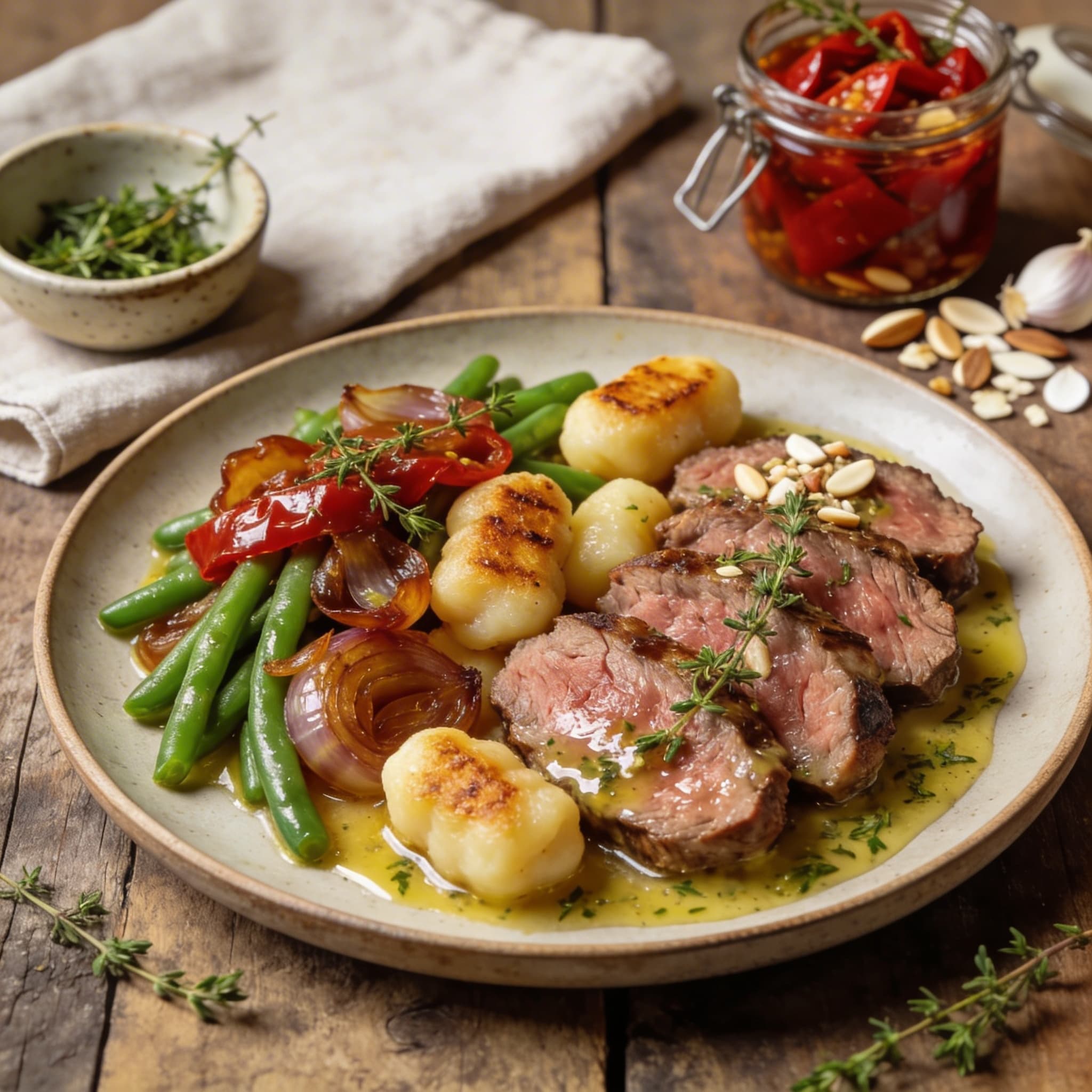 Gebratene Lammlachse mit Gnocchi
