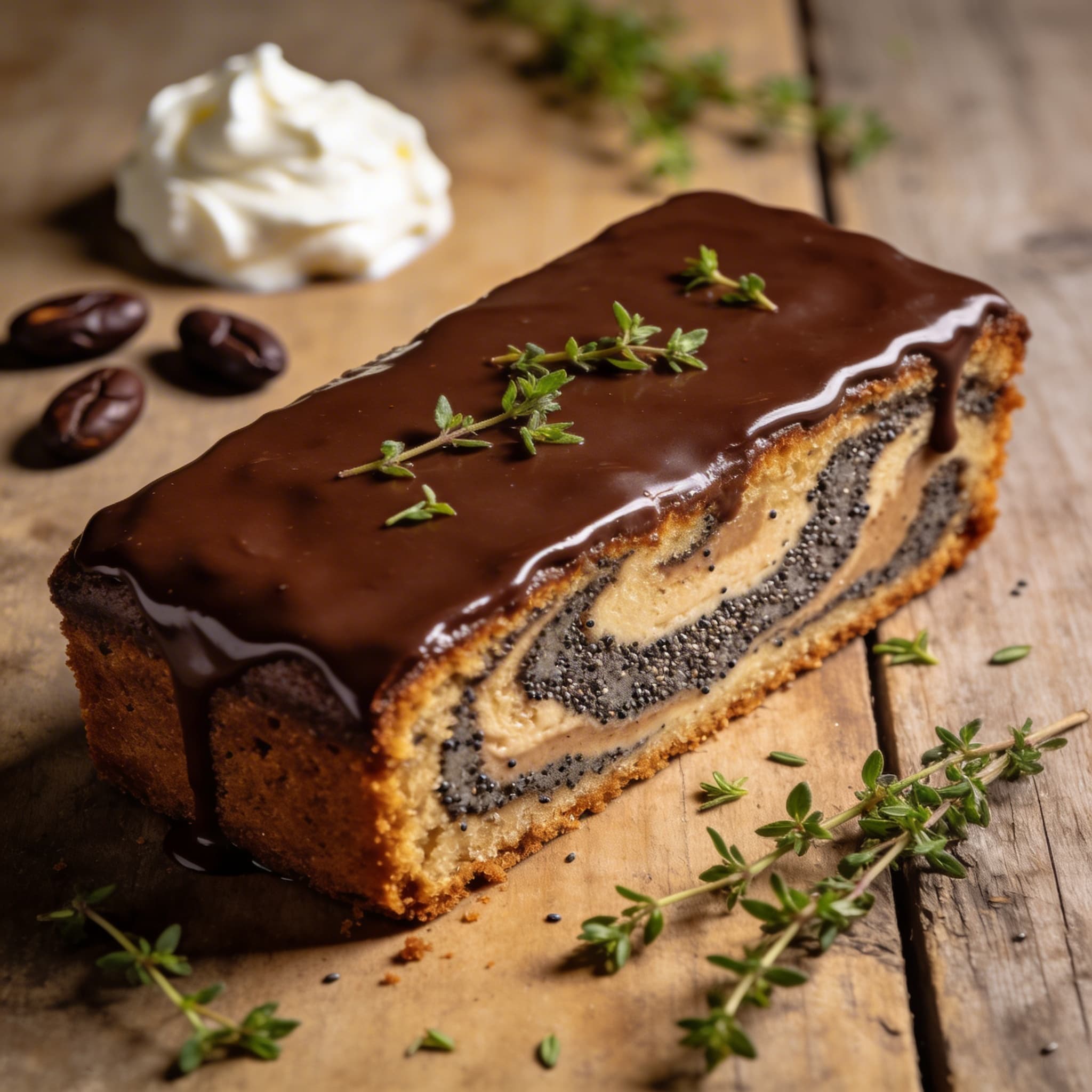 Marmorierter Kaffee Mohn Kuchen