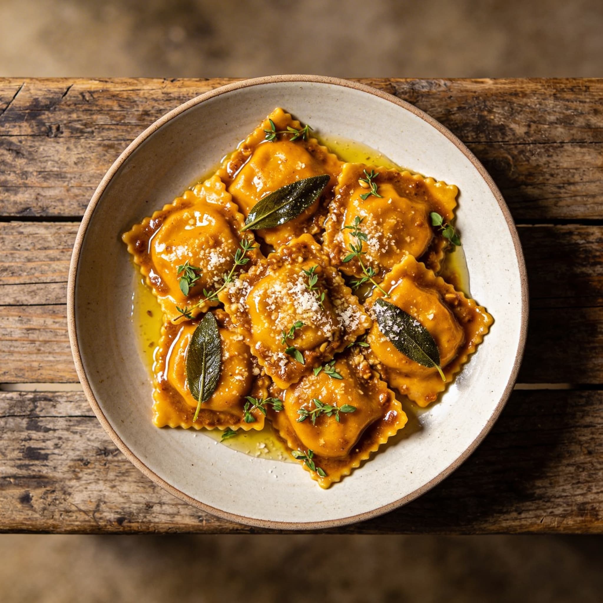 Selbstgemachte Kürbis-Ravioli