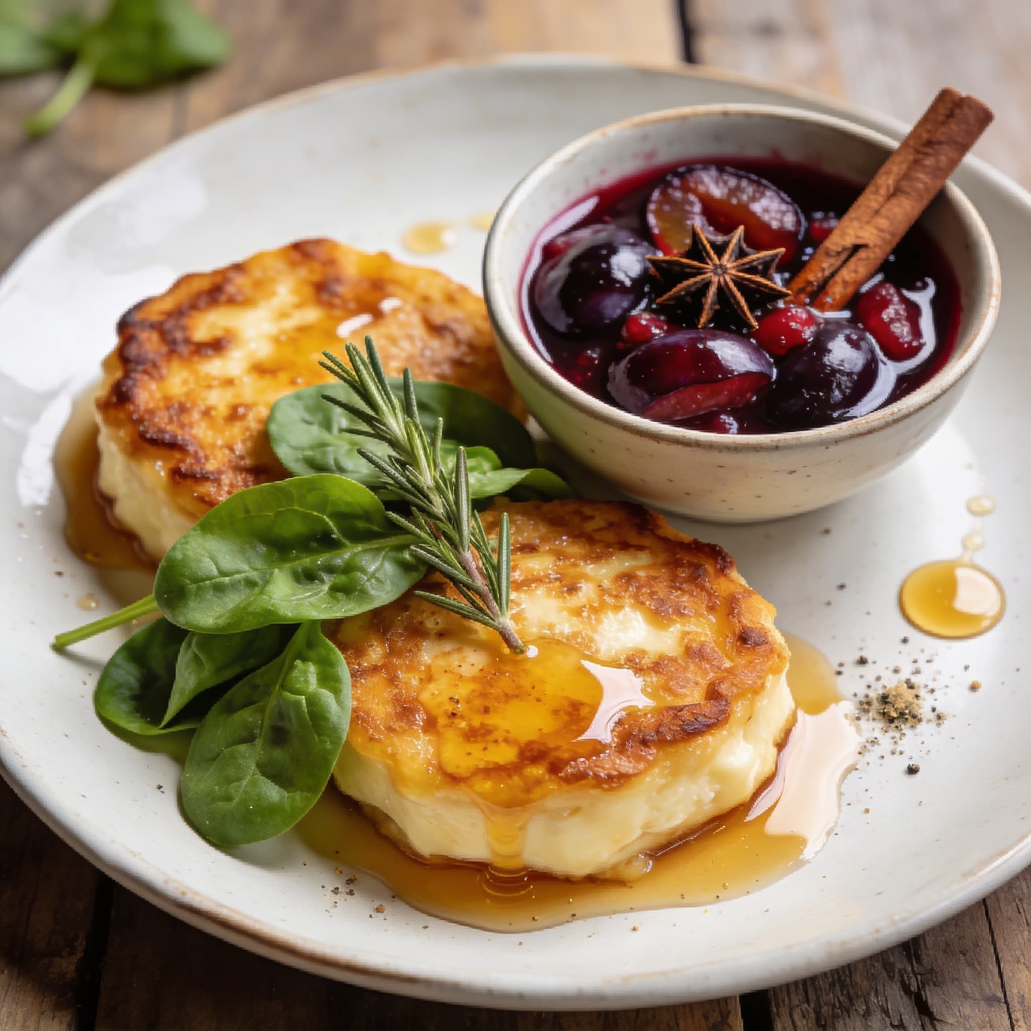 Gebratener Ziegenkäse mit Zwetschgen