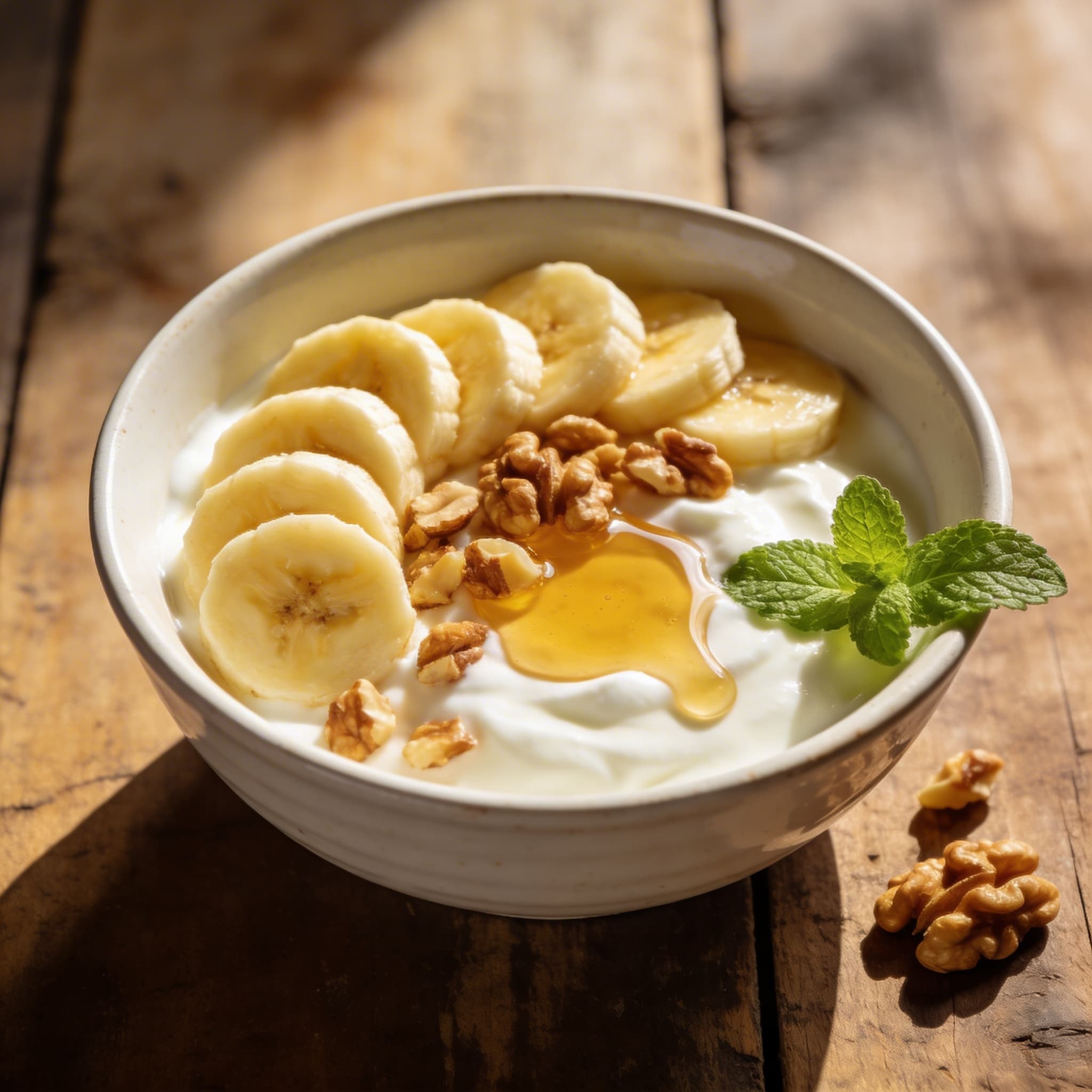 Bananen-Joghurt mit Walnuss