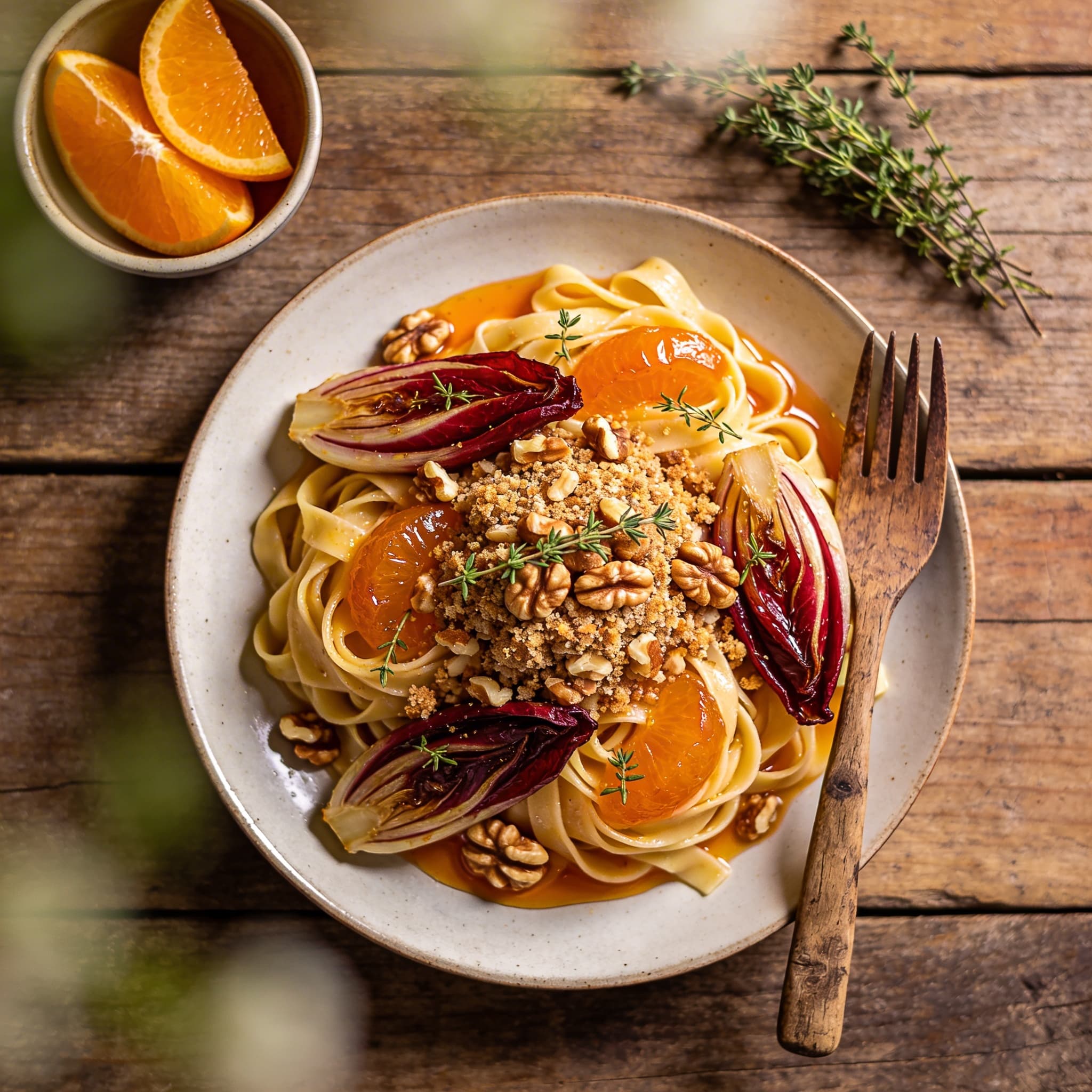 Tagliatelle mit Walnuss-Chicorée