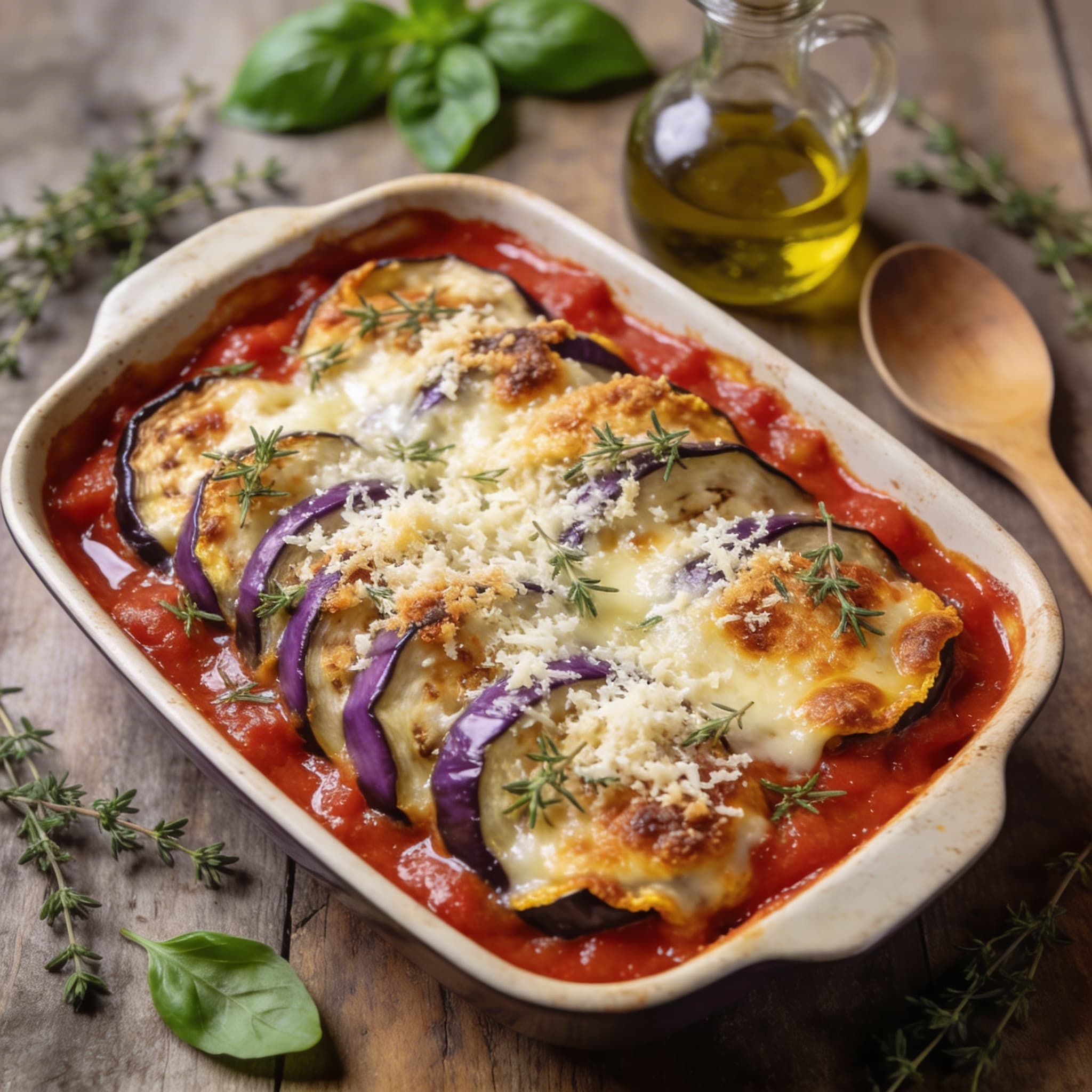 Gratinierte Auberginen in Tomatensoße