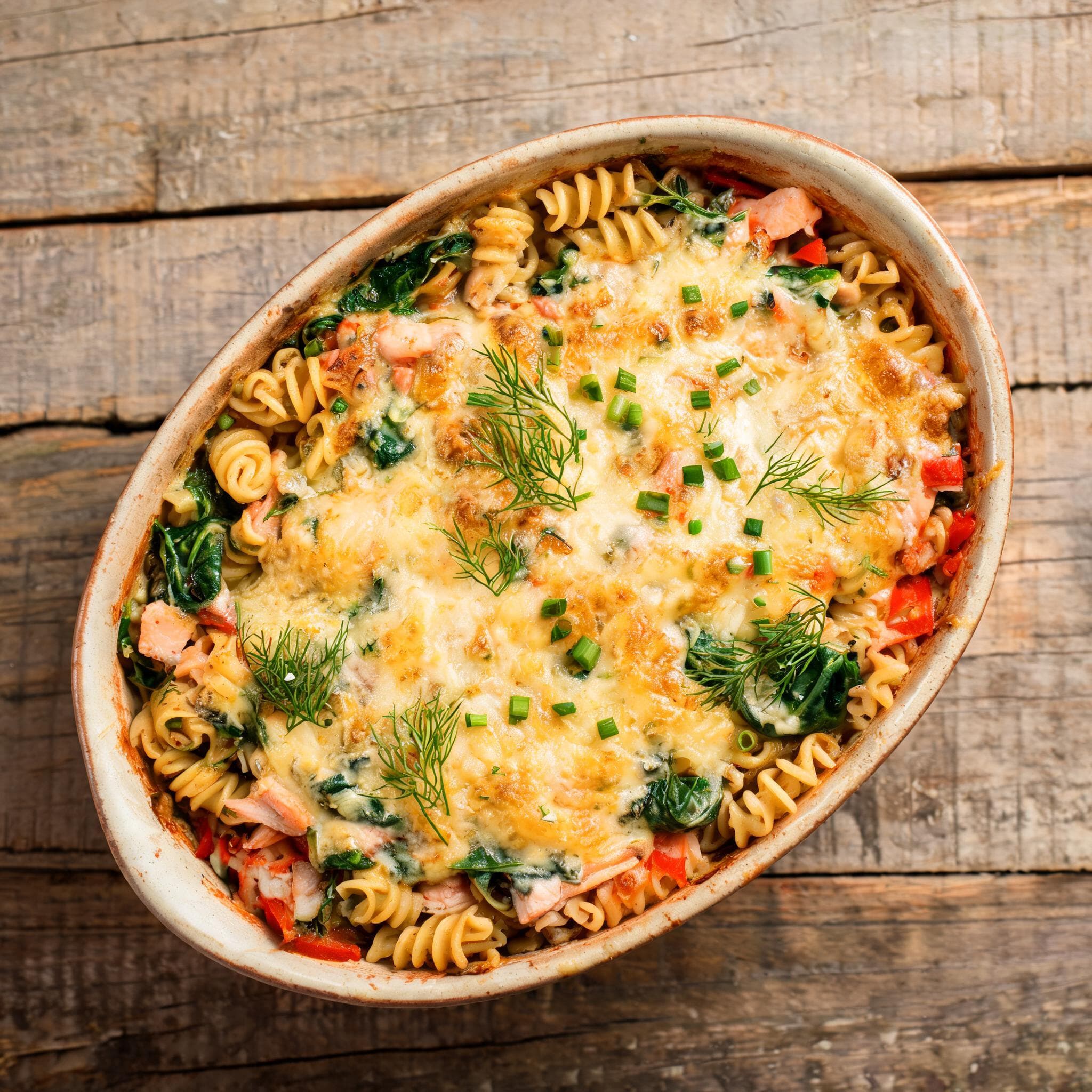 Salmon and Spinach Pasta Bake