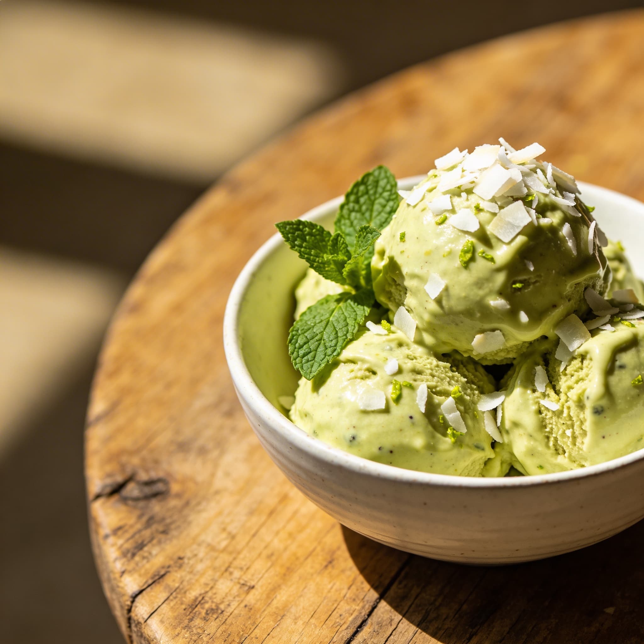 Cremiges Avocado-Eis mit Kokos