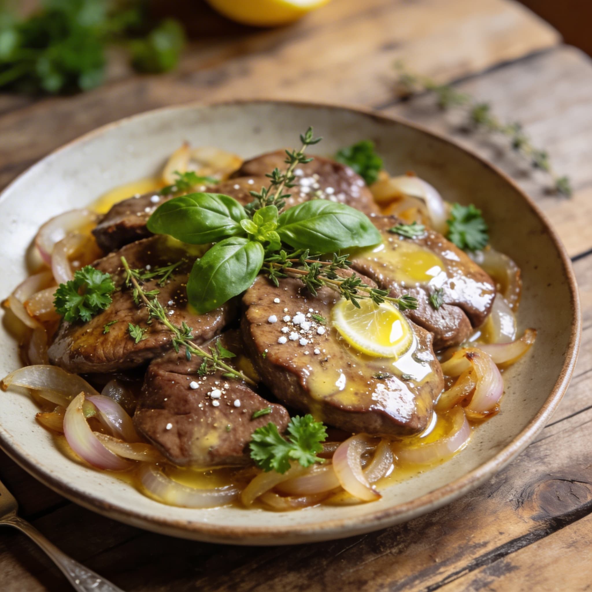Gegartes Kalbsbries mit Kräutern