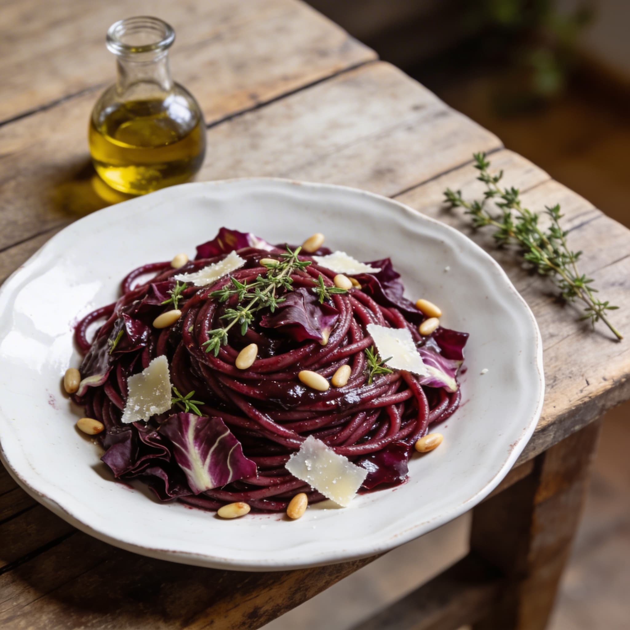 Rotwein-Spaghetti mit Radicchio