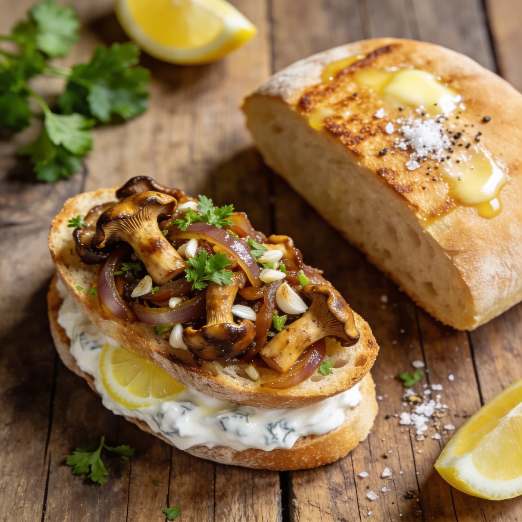 Würzige Pfifferling-Crostini mit Skyr