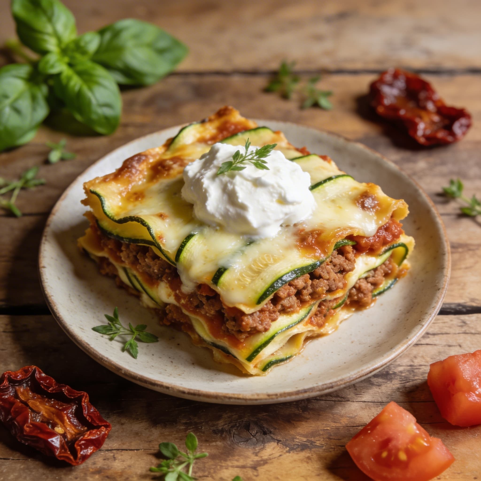 Herzhafte Zucchini-Hackfleisch-Lasagne