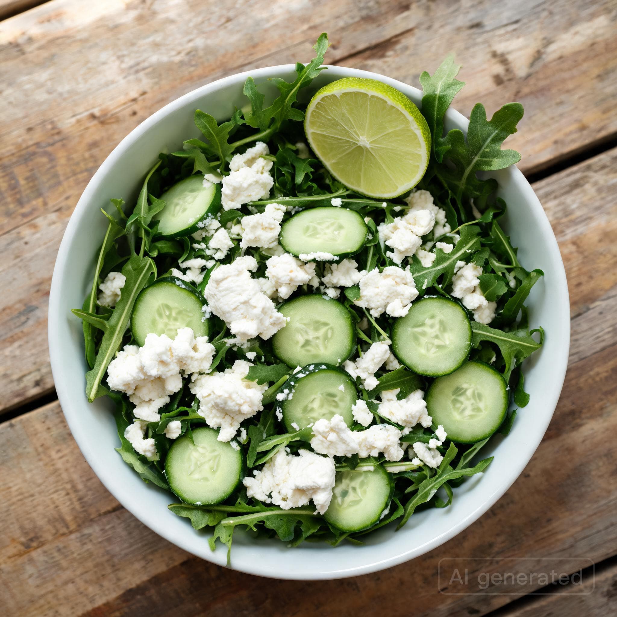 Frischer Hüttenkäse-Salat mit Rucola
