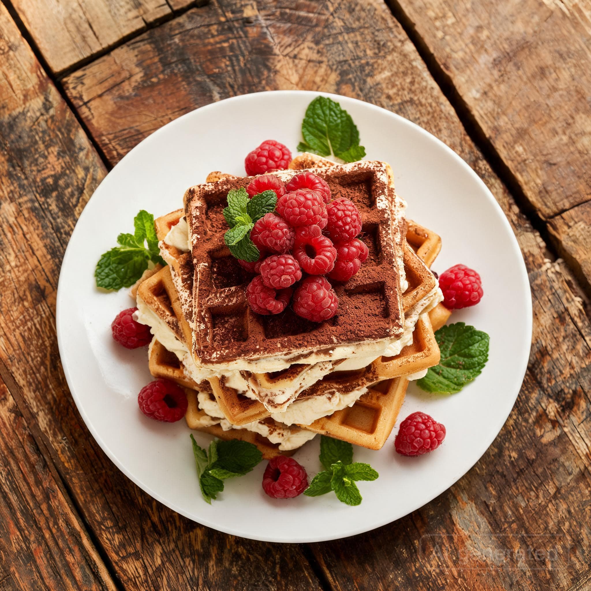 Schnelles Waffel-Tiramisu mit Himbeeren