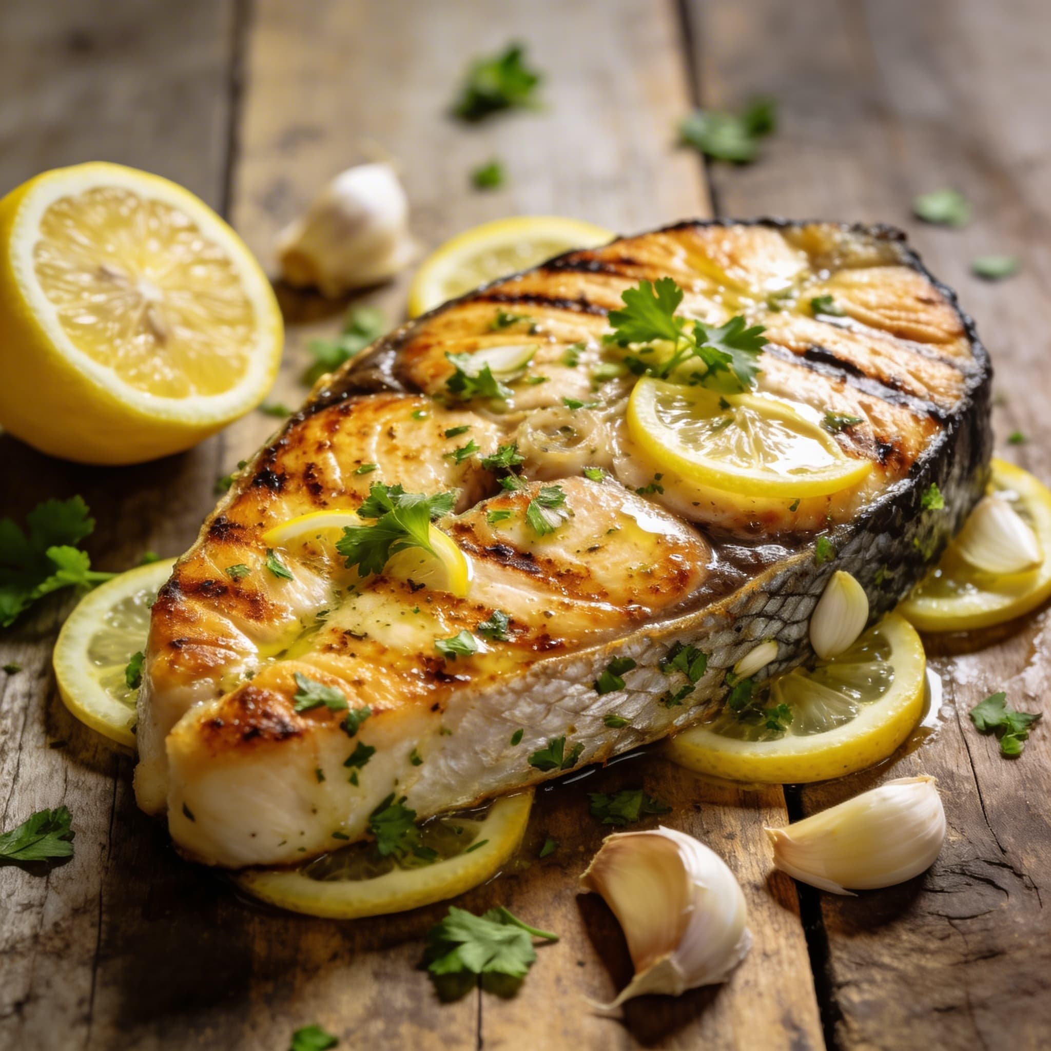Gebackener Schwertfisch mit Zitrone