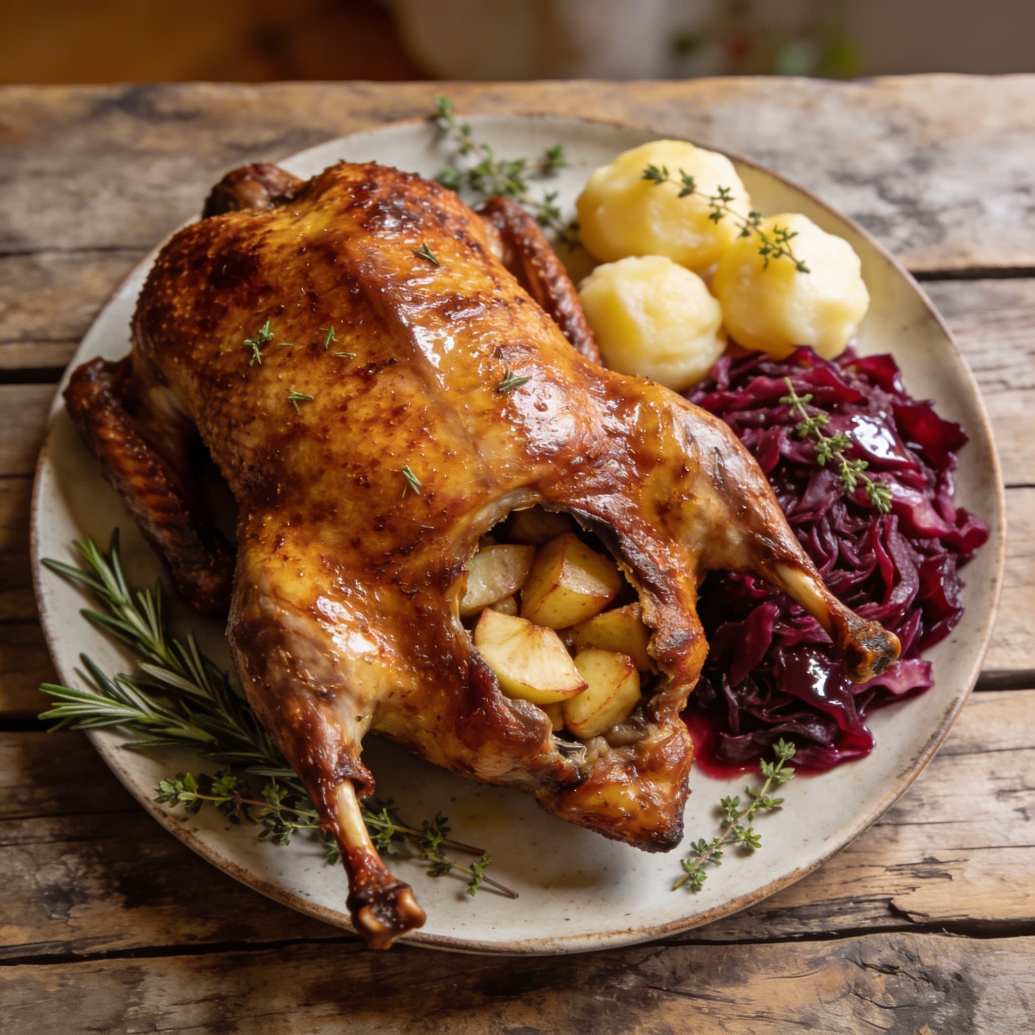 Festliche Martinsgans mit Apfelfüllung