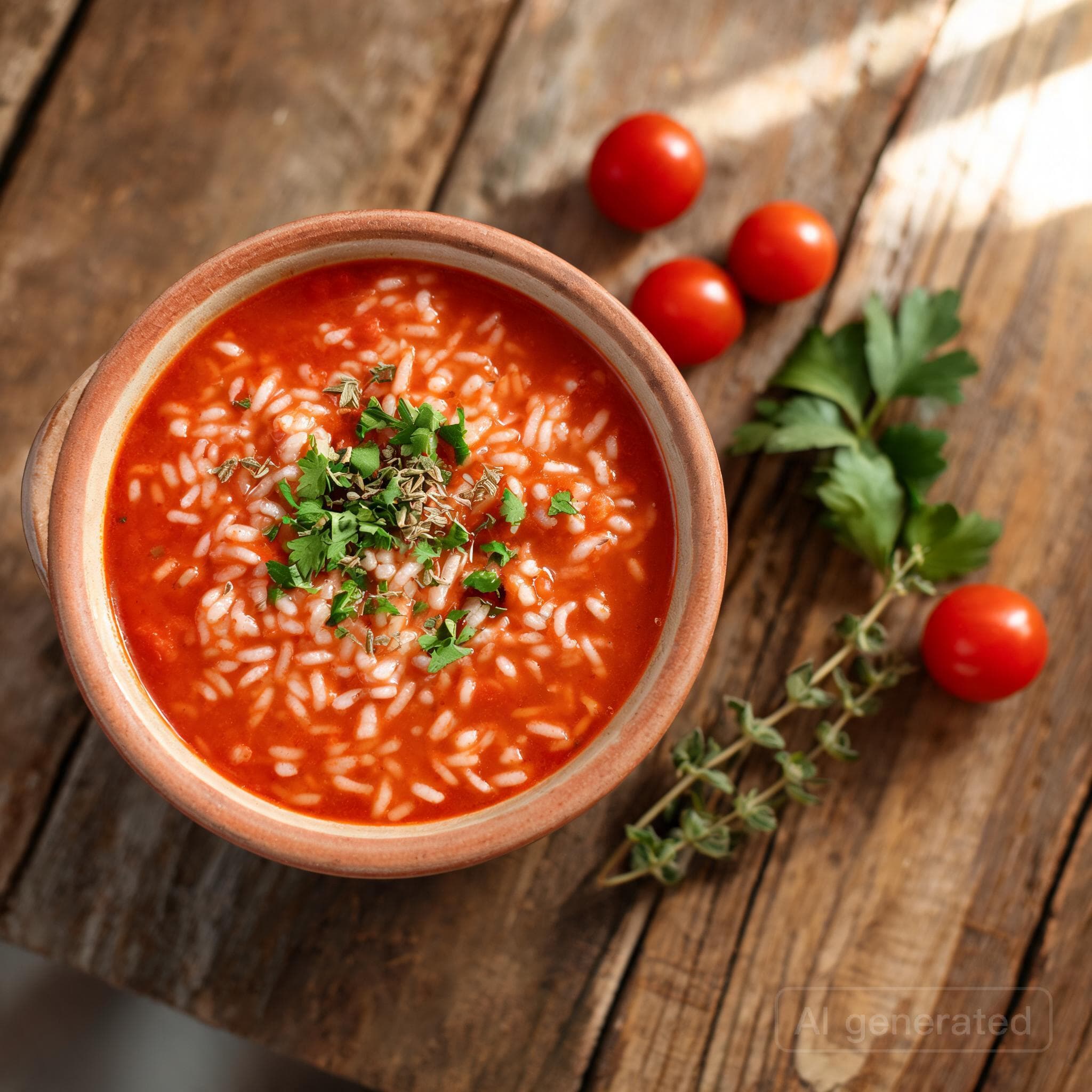 Fruchtige Tomatensuppe mit Reis