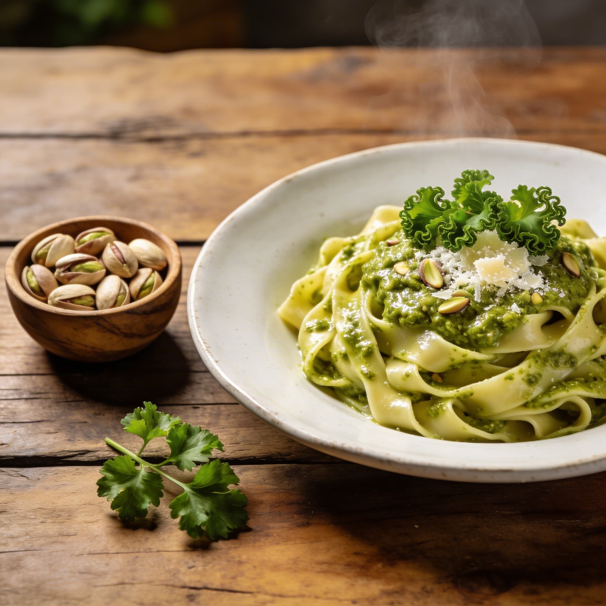 Bandnudeln mit Pistazien-Pesto