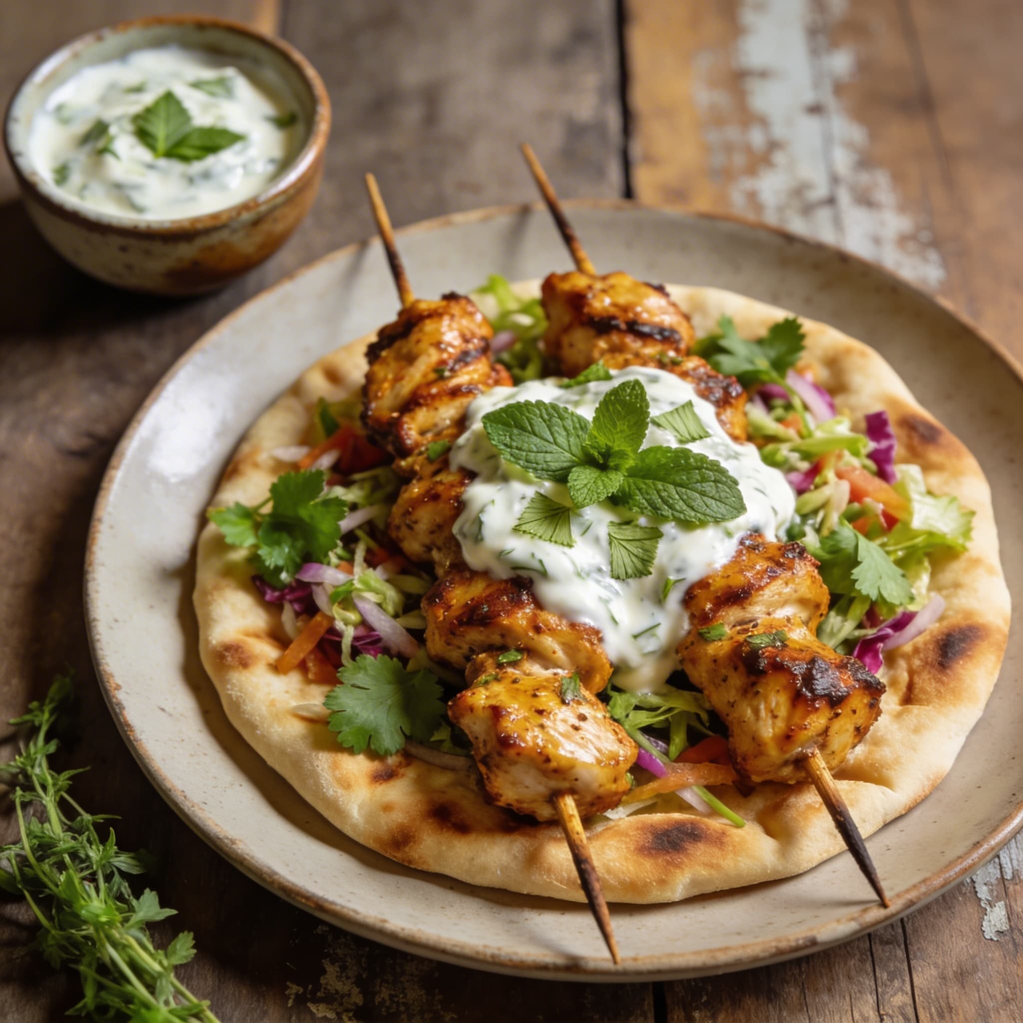 Würzig mariniertes Hähnchen-Kebab