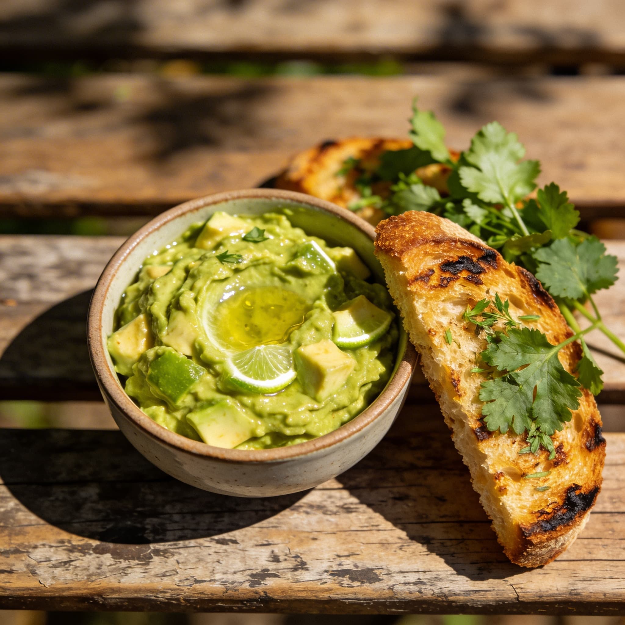 Würzige Guacamole mit Röstbrot
