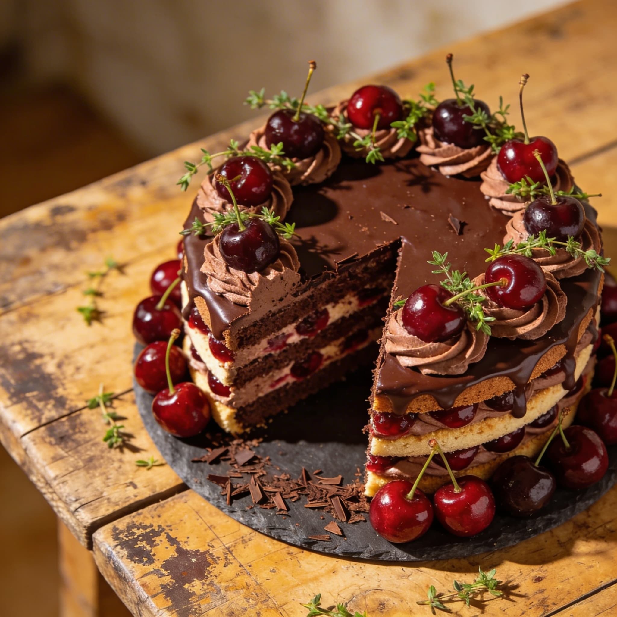 Schwarzwälder Kirschtorte mit Biskuit
