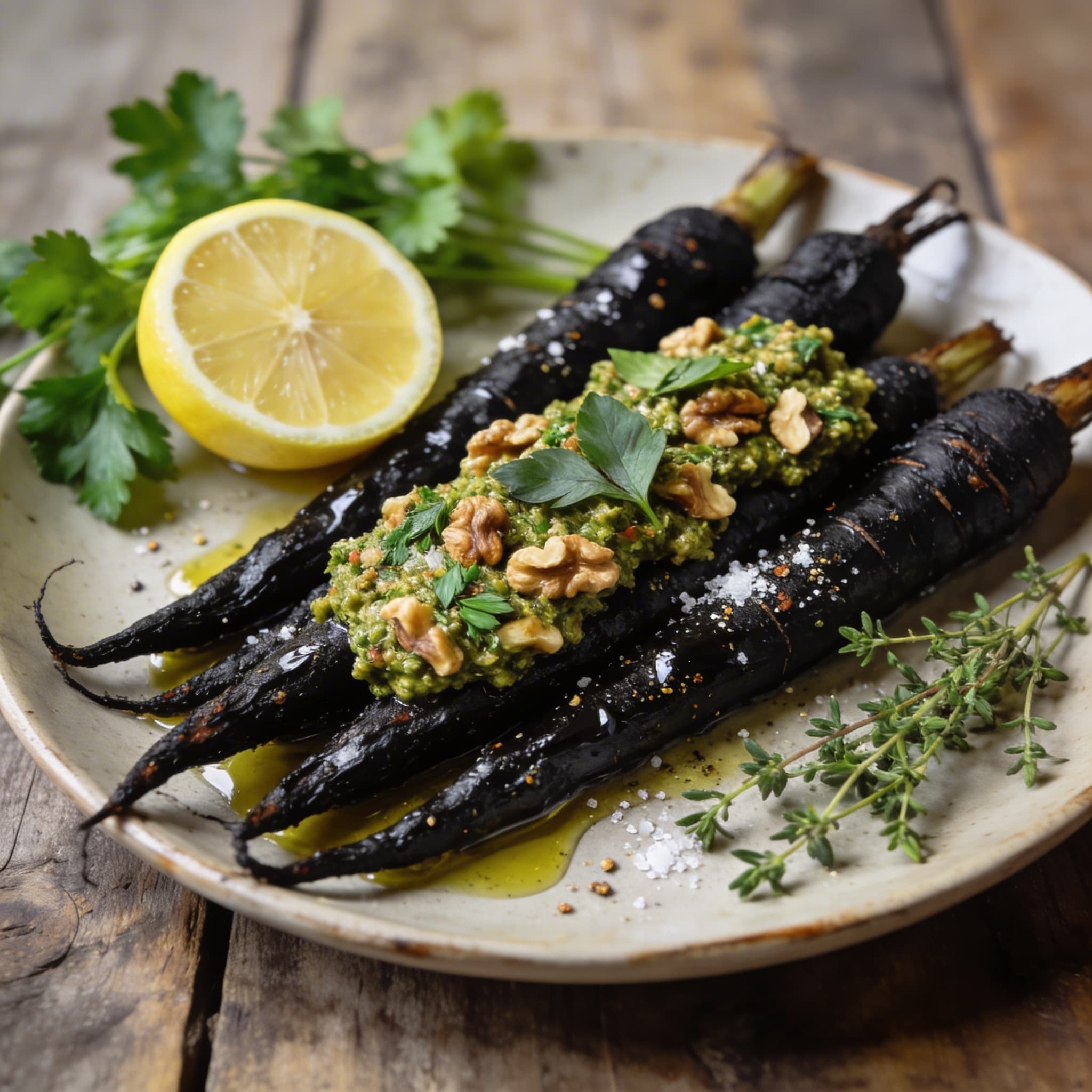 Gedämpfte Schwarzwurzeln mit Pesto