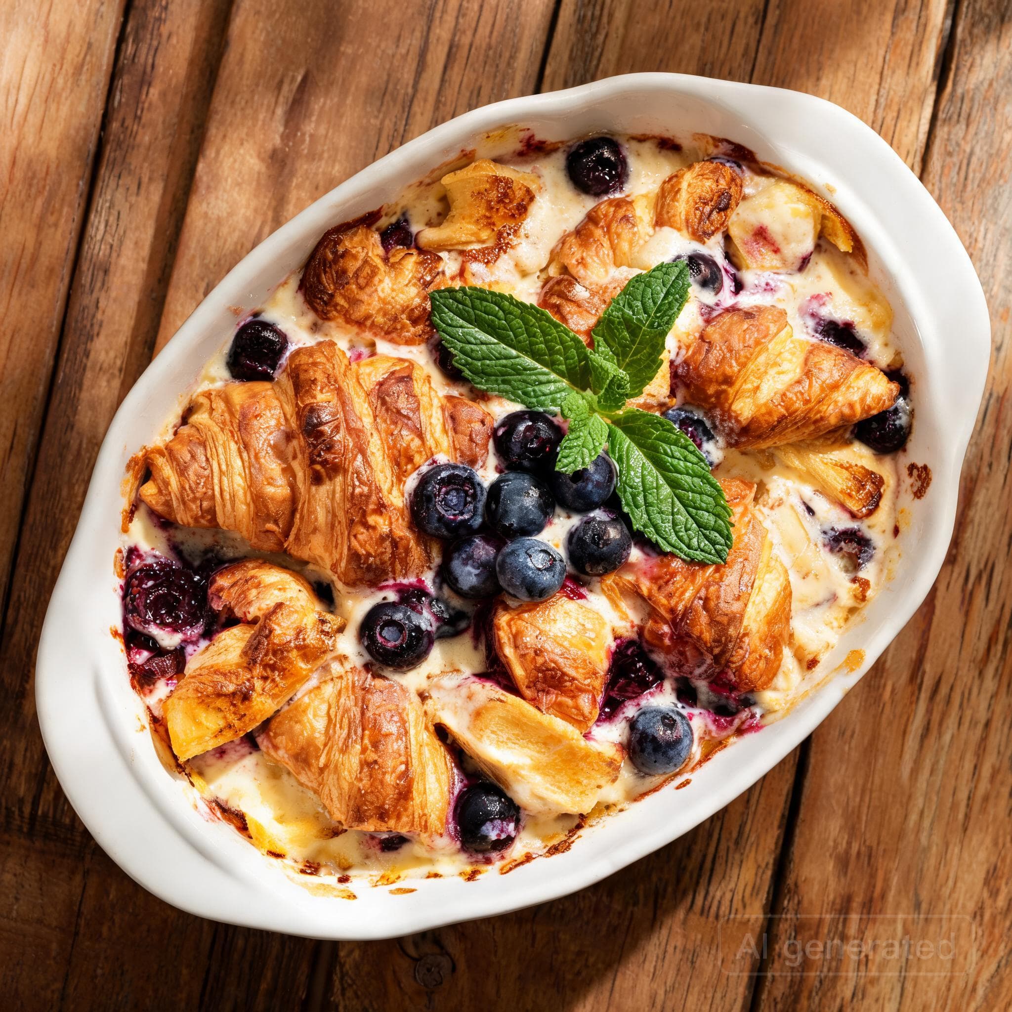 Süßer Croissant-Auflauf mit Brombeeren