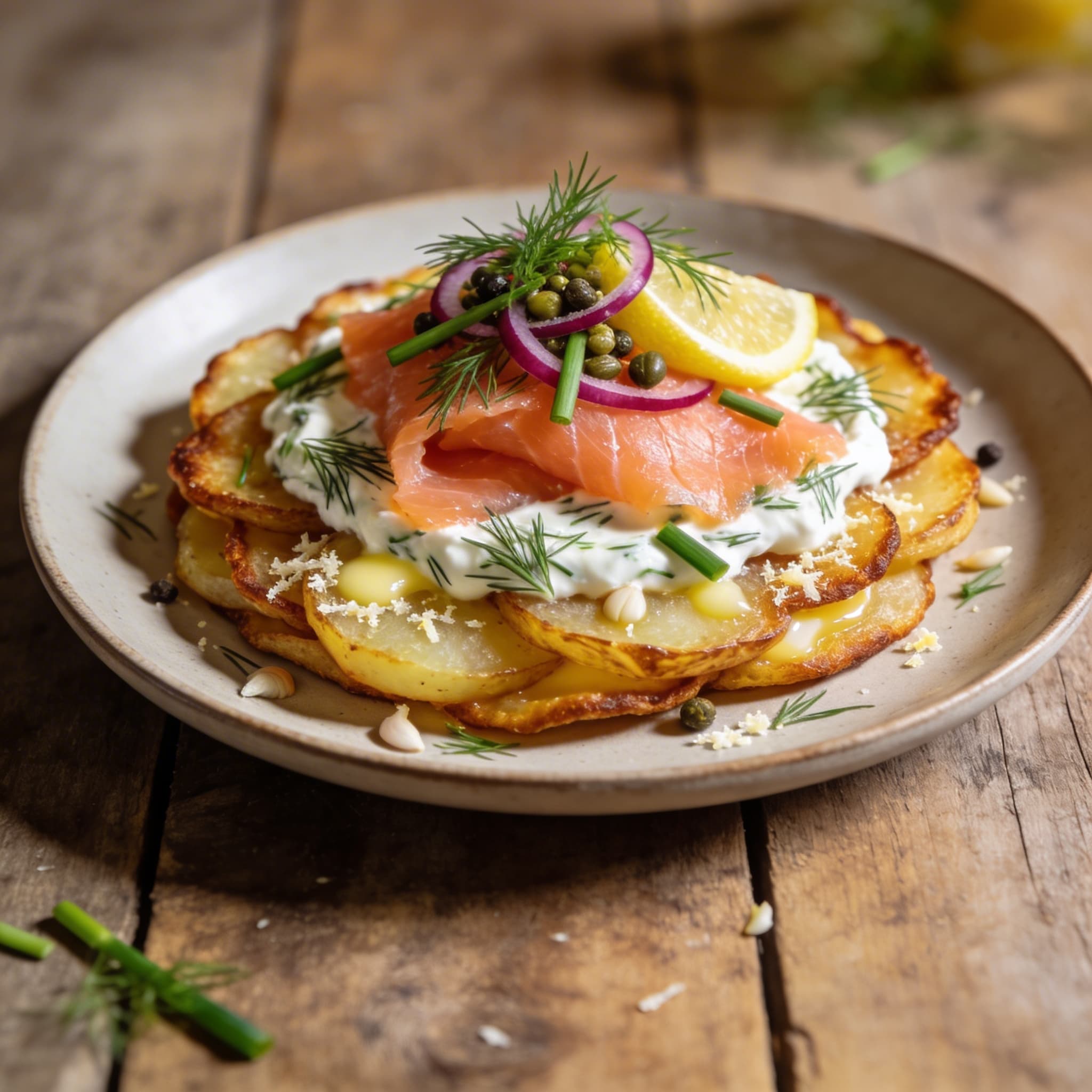 Knusprige Lachs-Kartoffel-Galette