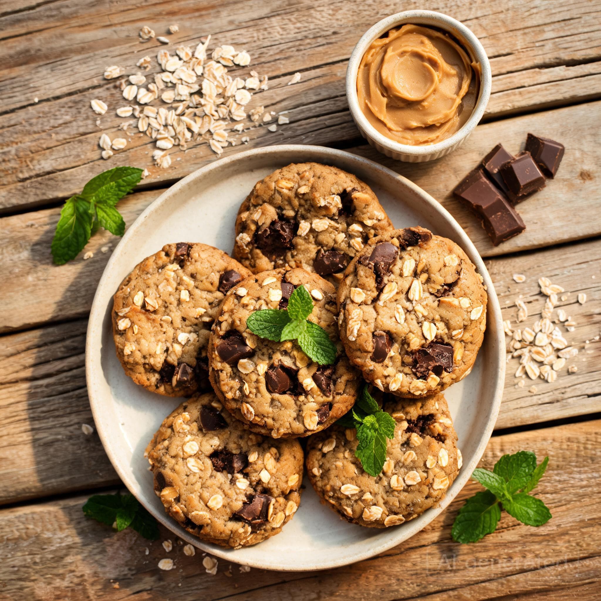 Schokoladen-Erdnussbutter-Cookies mit Hafer