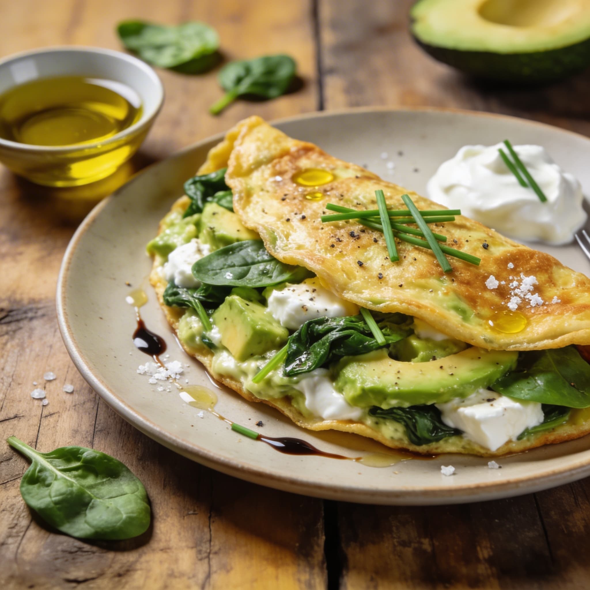 Herzhaftes Spinat Avocado Omelett