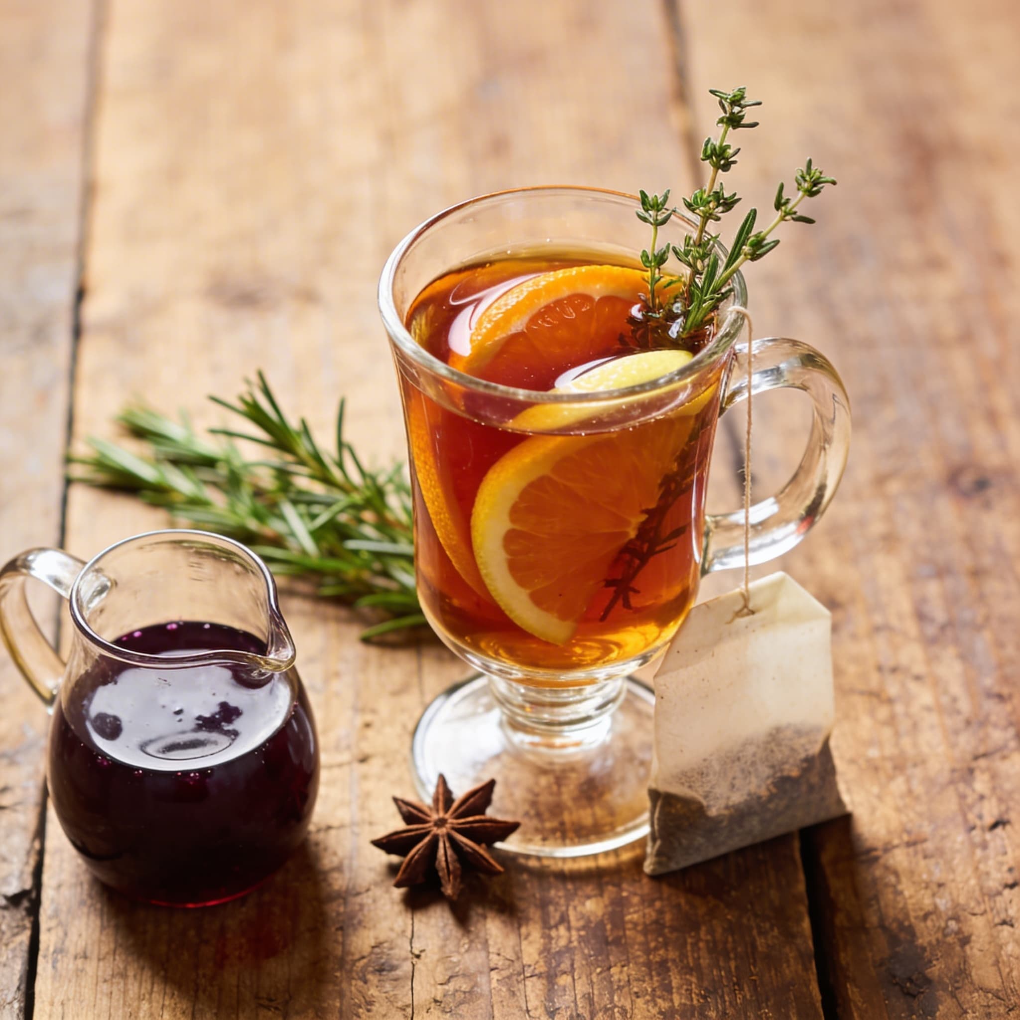 Würziger Orangen-Glühwein mit Traubensaft