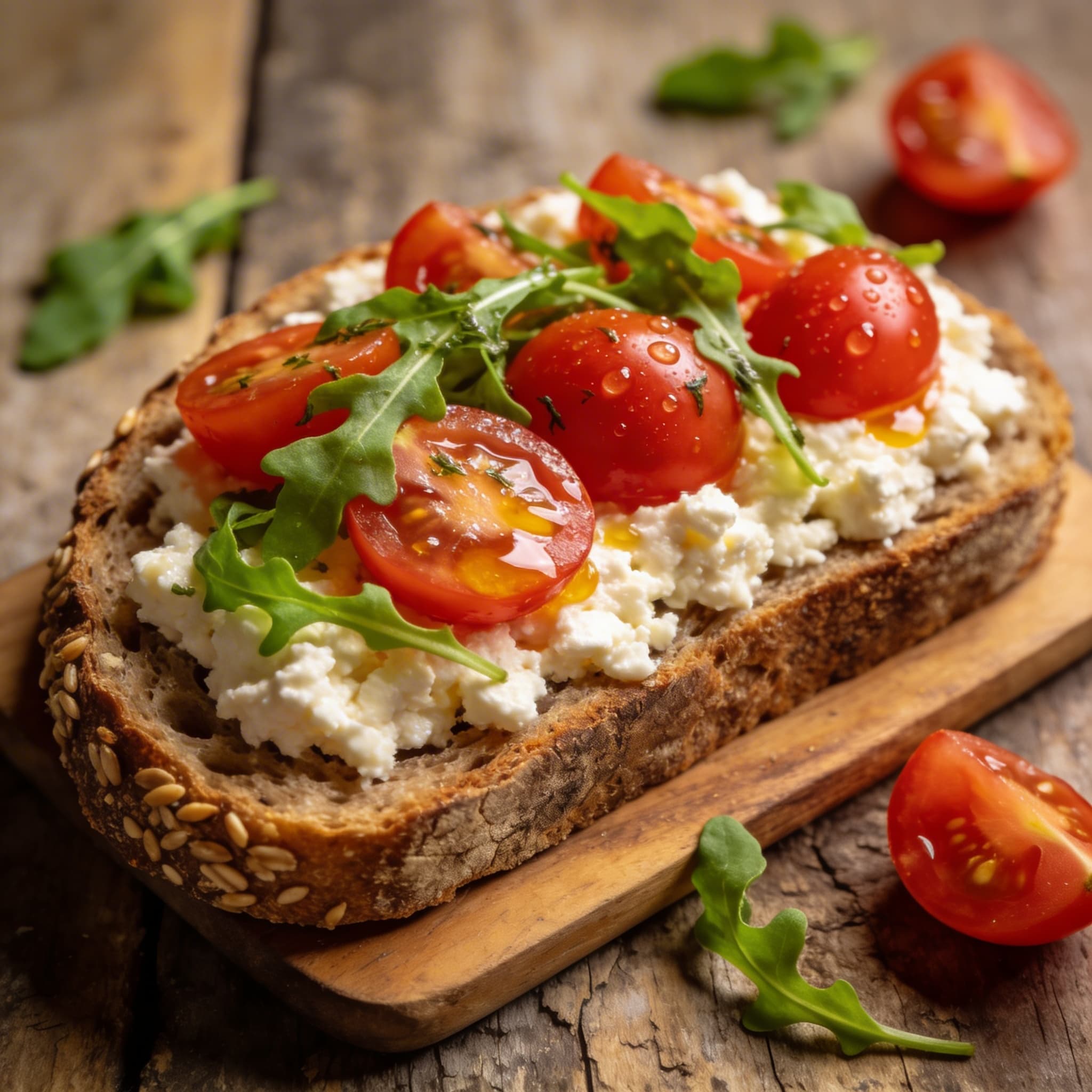 Bauernbrot mit Hüttenkäse