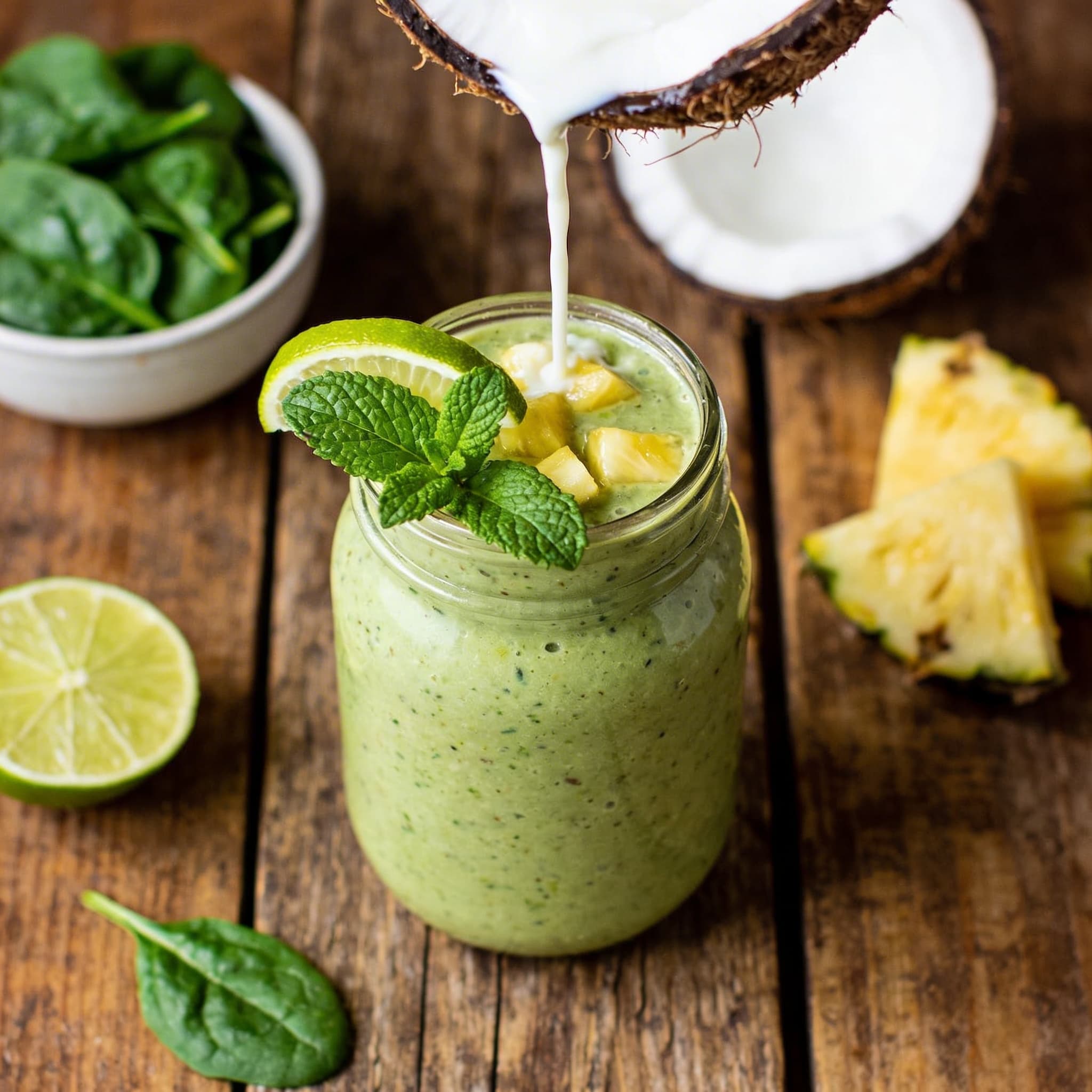 Fruchtiger Kokos-Spinat-Smoothie